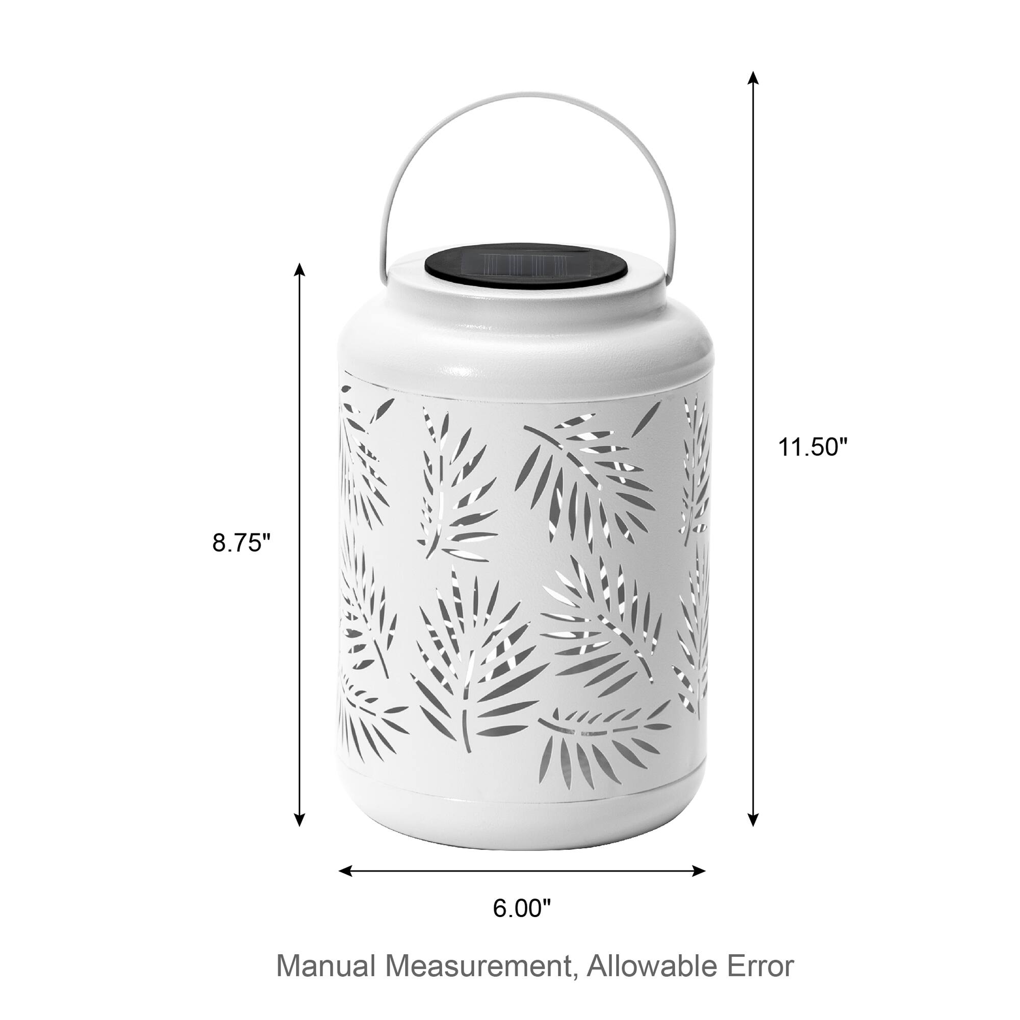 Glitzhome® 8.5" Leaf Cutout Solar Powered Hanging Lantern