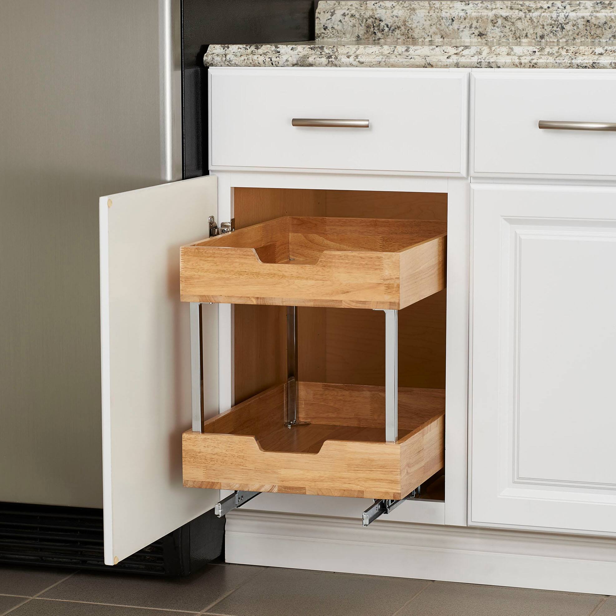 Household Essentials Glidez Wood 2-Tier Cabinet Organizer