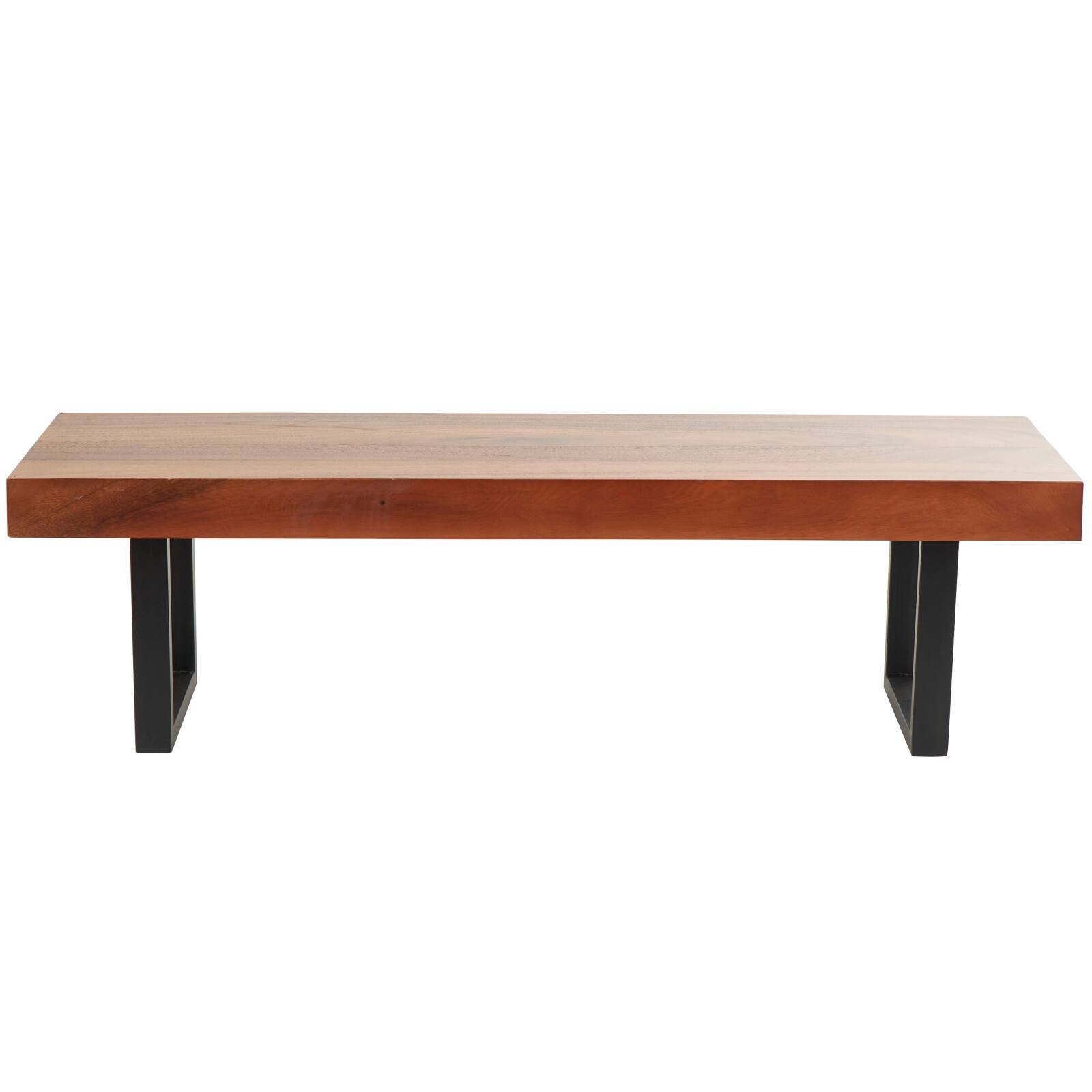 5ft. Wood Bench with Black Metal Legs