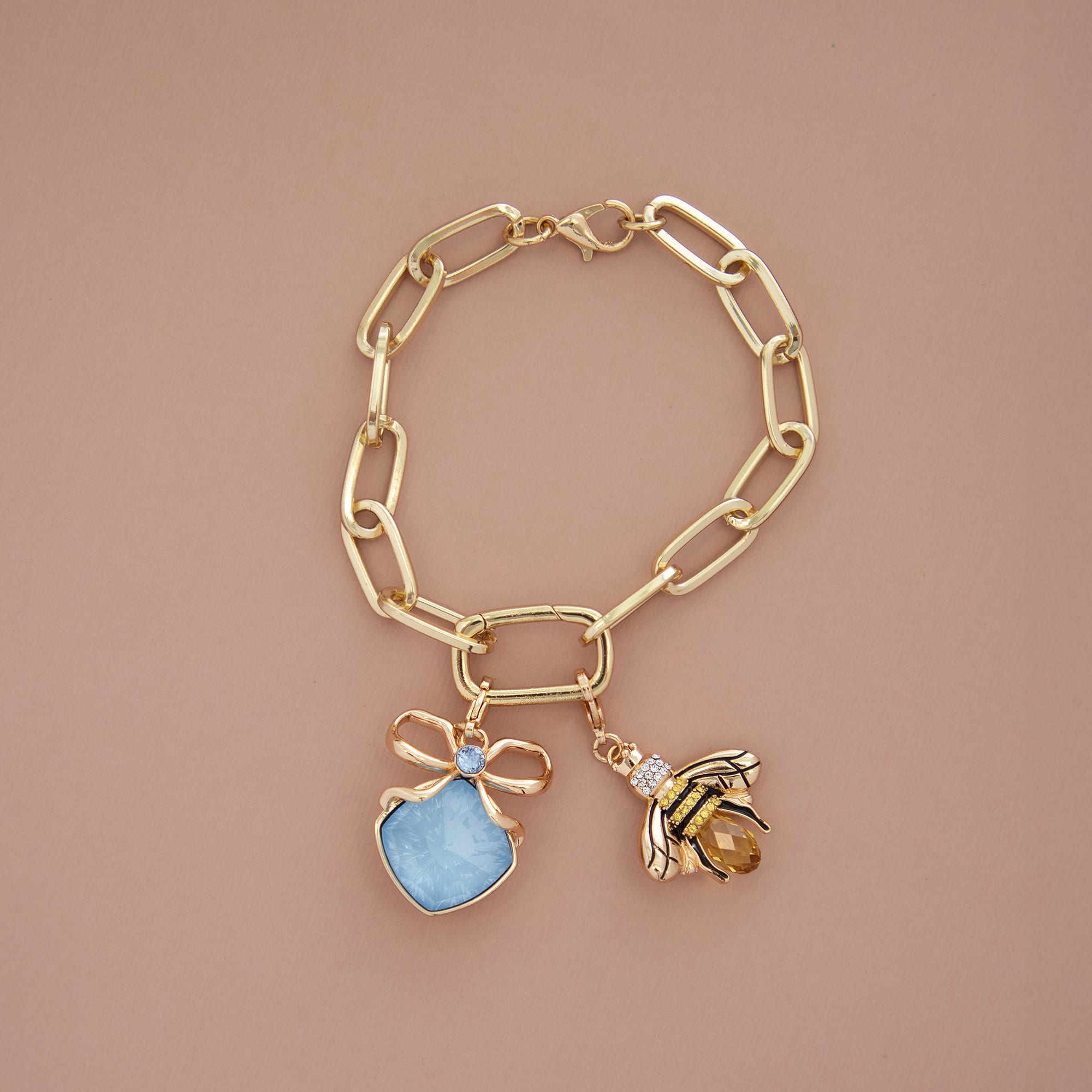 Blue Gem with Bow Austrian Crystal Charm by Bead Landing™