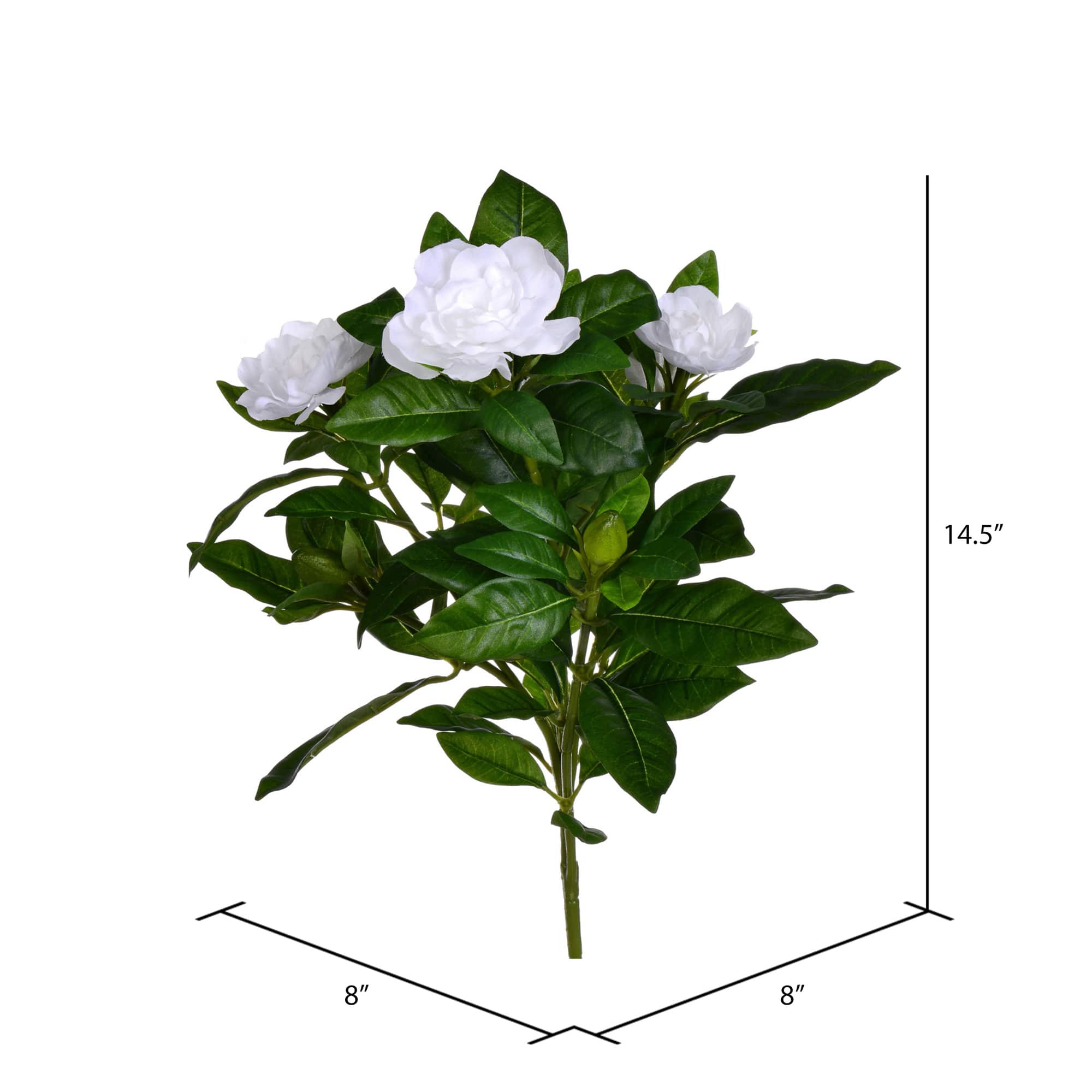 14.5" White Artificial Polyester Gardenia Flower Bush