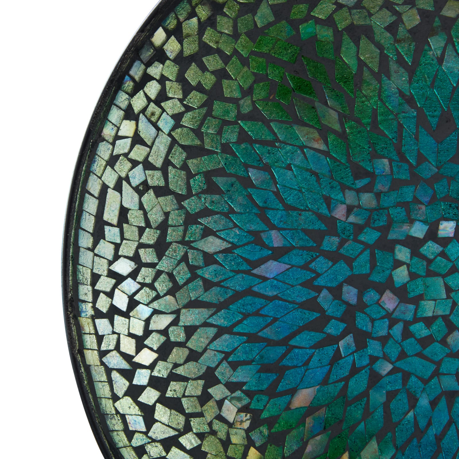 14" Green & Blue Glass Glam Decorative Plate with Stand