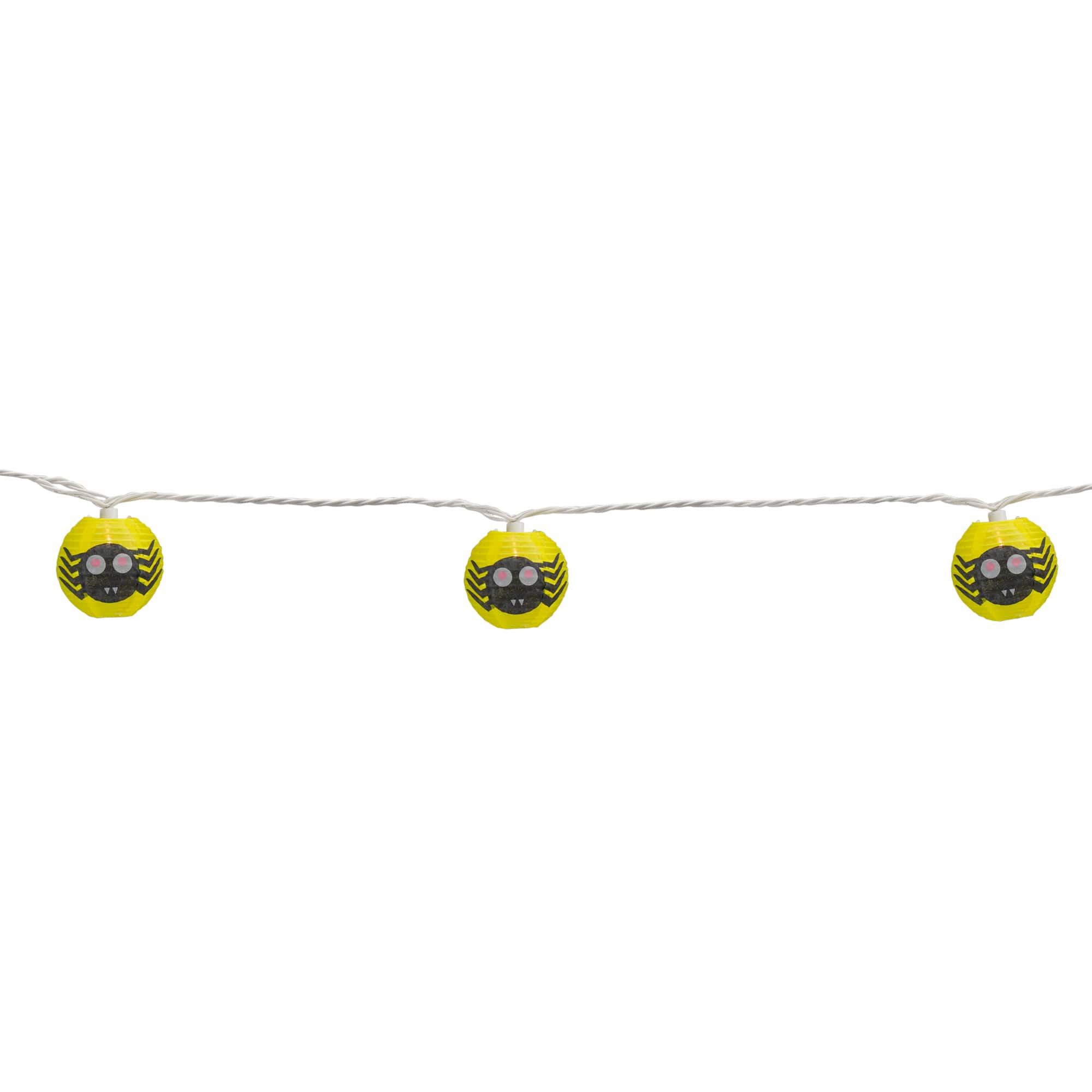 10ct. Yellow & Black Spider Paper Lantern Halloween Lights