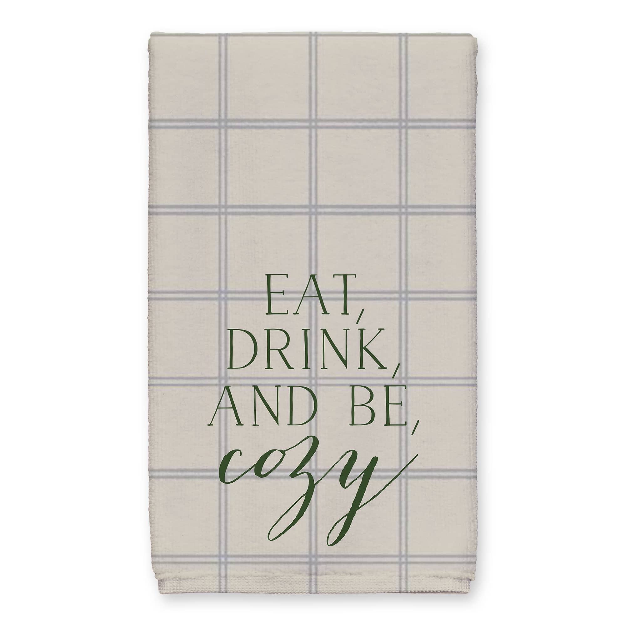 Be Cozy Gray and Cream Check Tea Towel - Set of 2