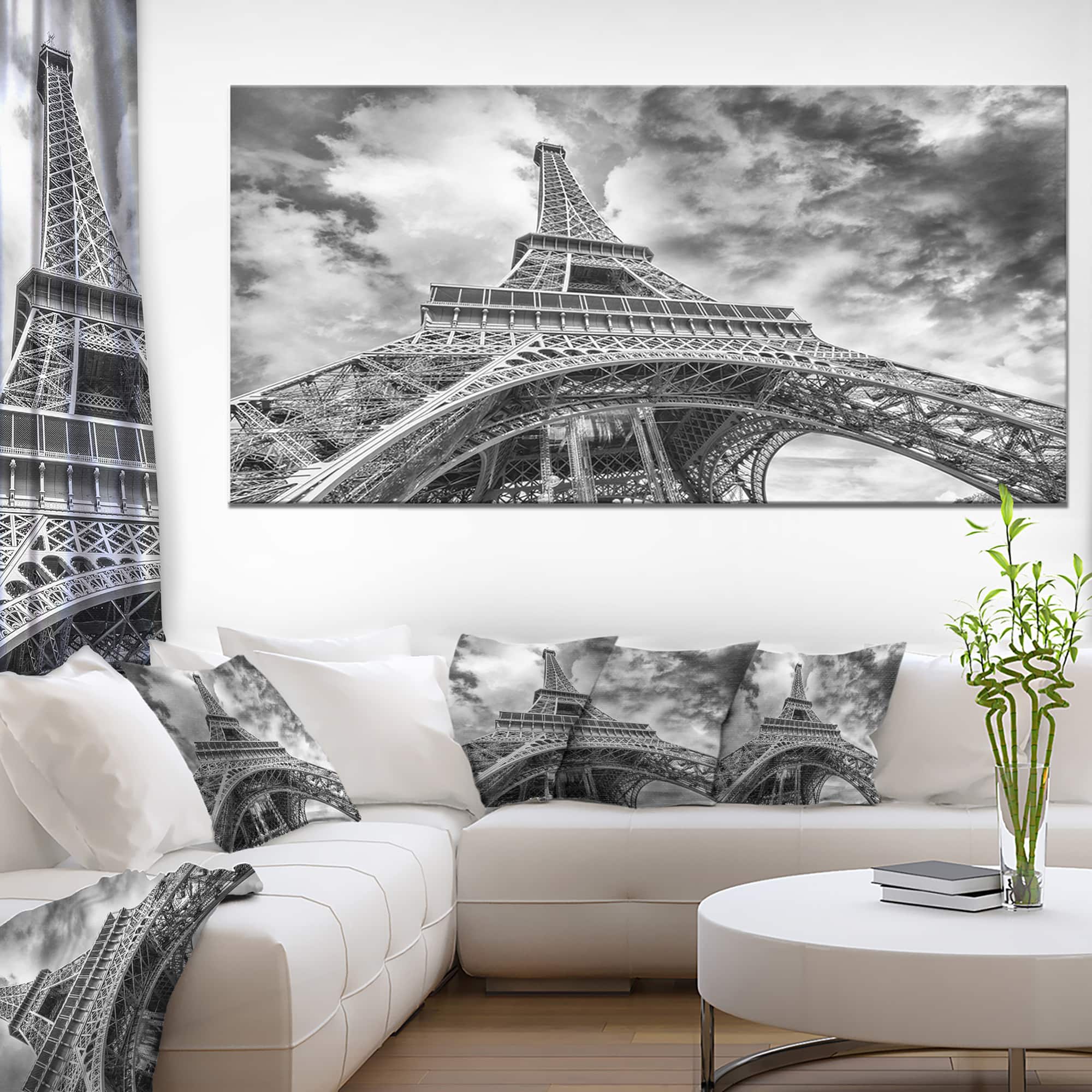 Designart - Black and White View of Paris Paris Eiffel Tower - Cityscape Canvas Print