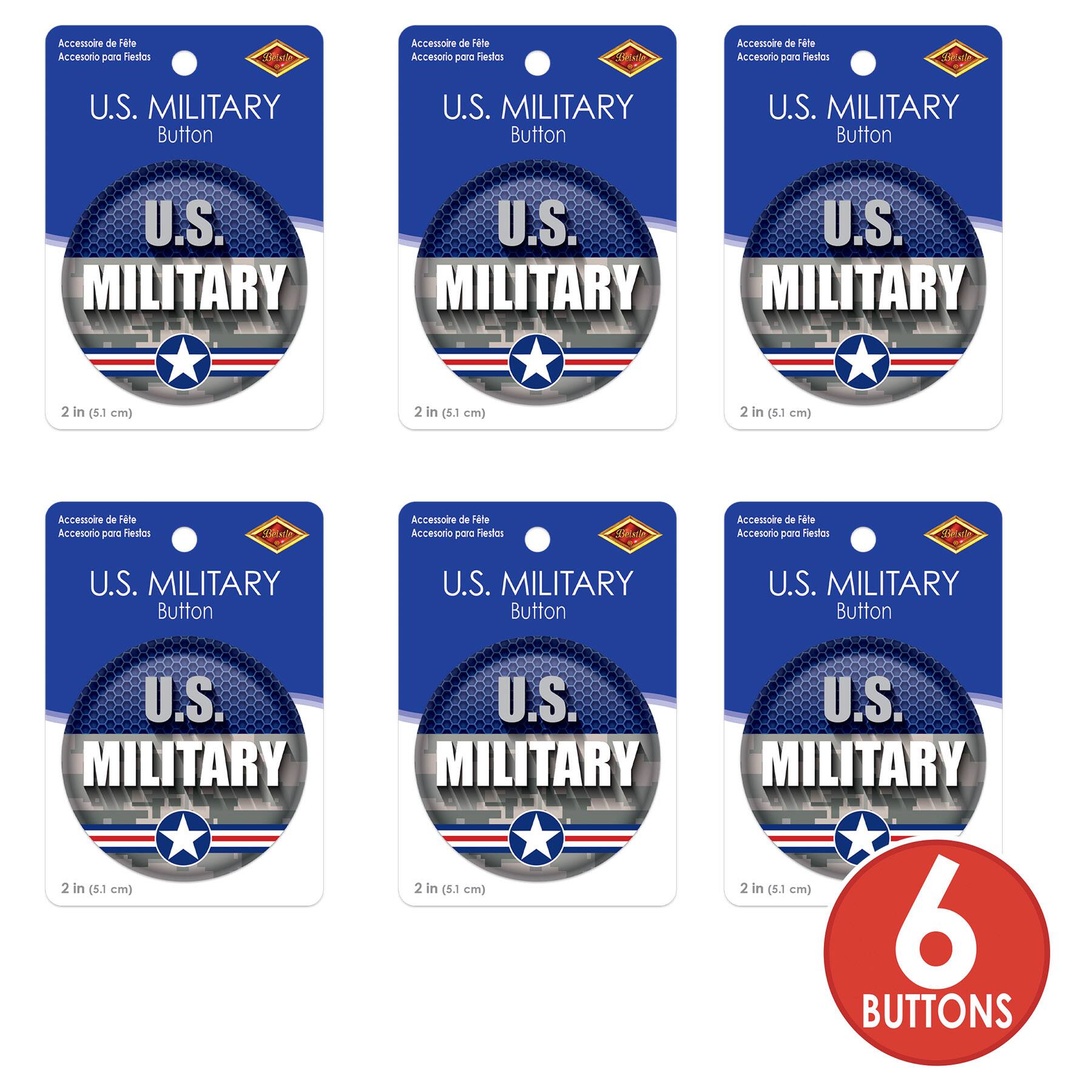 Beistle 2" Blue & Silver U.S. Military Buttons, 6ct.