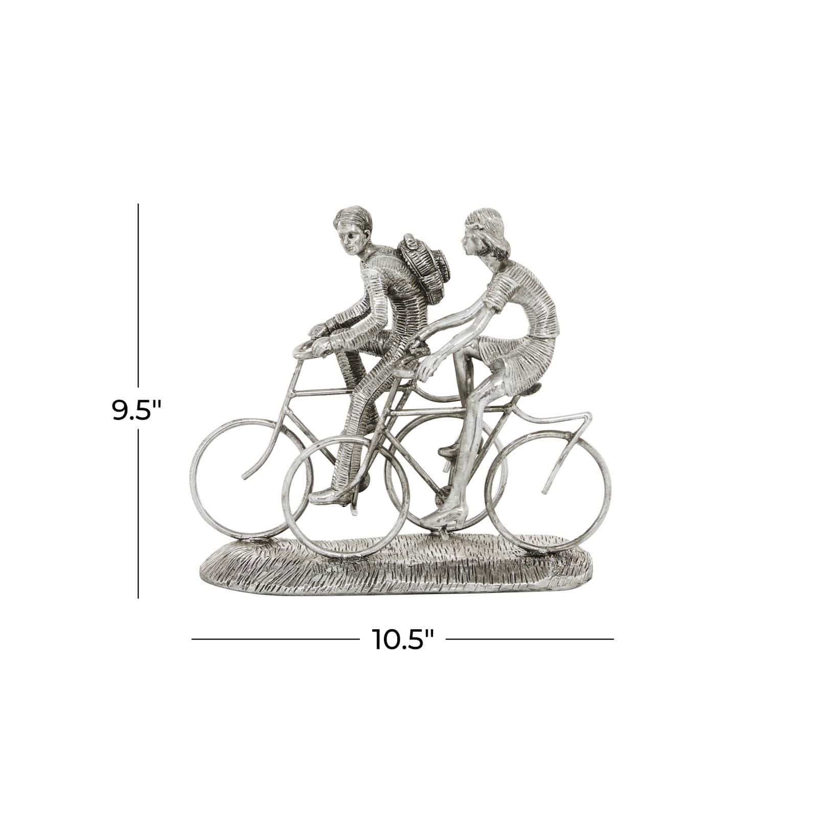 Silver Polystone Contemporary Bicycle Sculpture, 10" x 11" x 5"