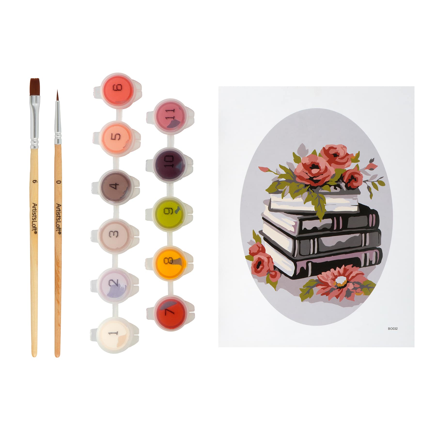 Books & Flowers Paint-by-Number Framed Mini Kit