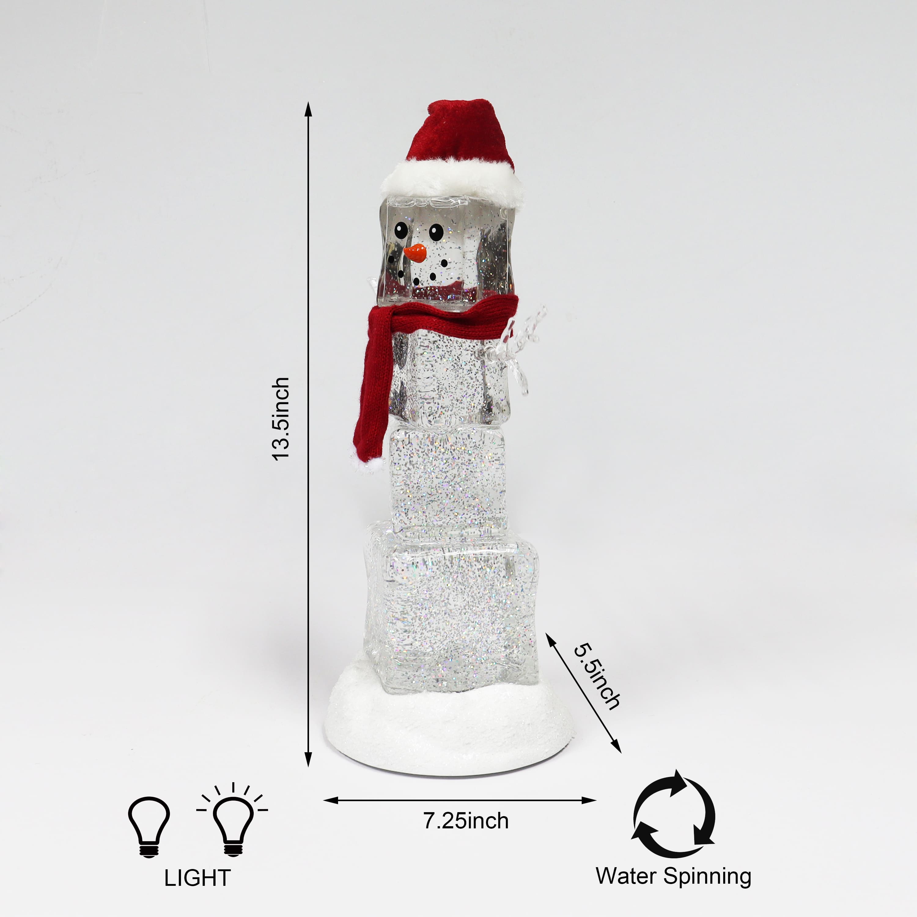 Moments in Time 13.5" Acrylic Ice Cube Snowman Décor