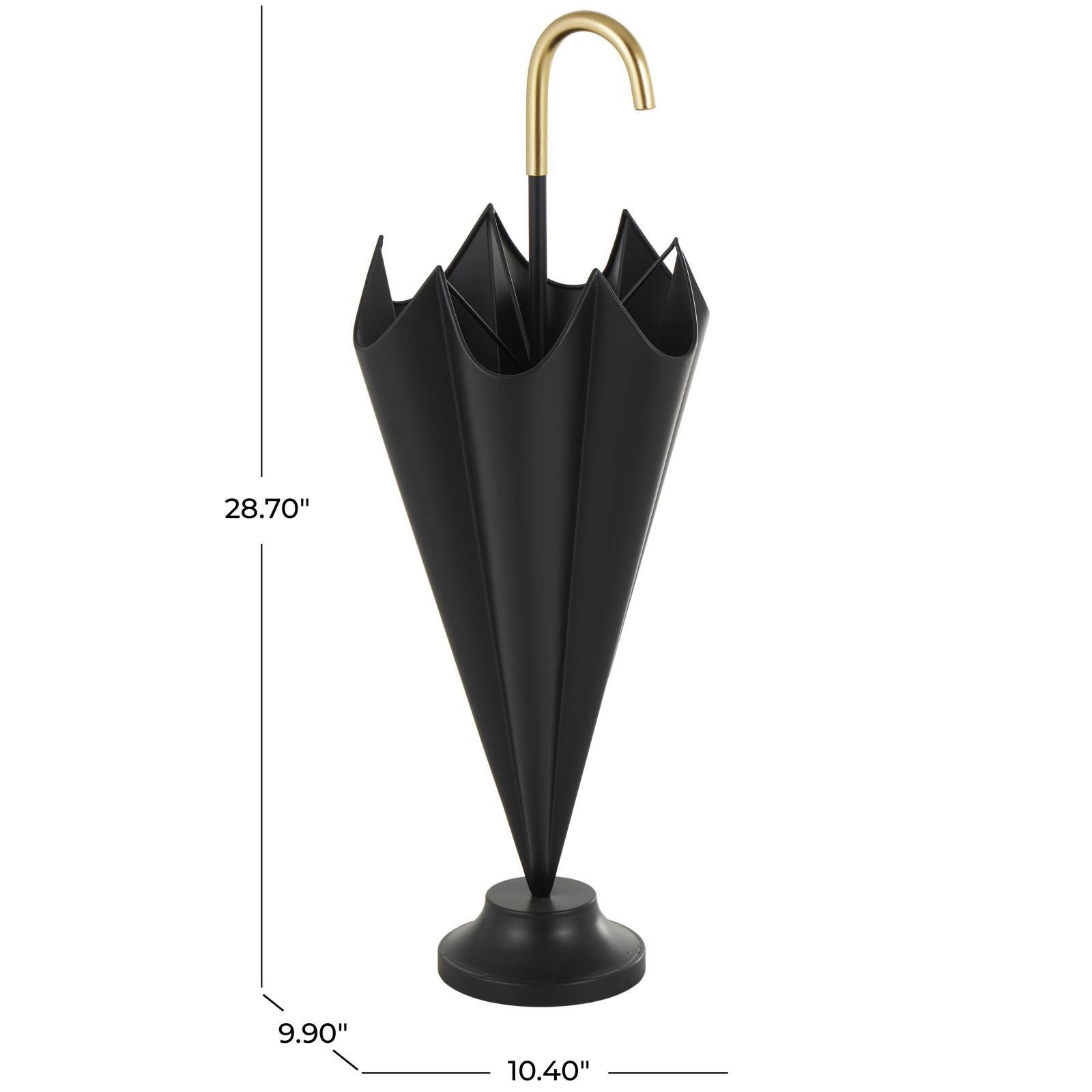 Black Metal Umbrella Stand with Gold Handle