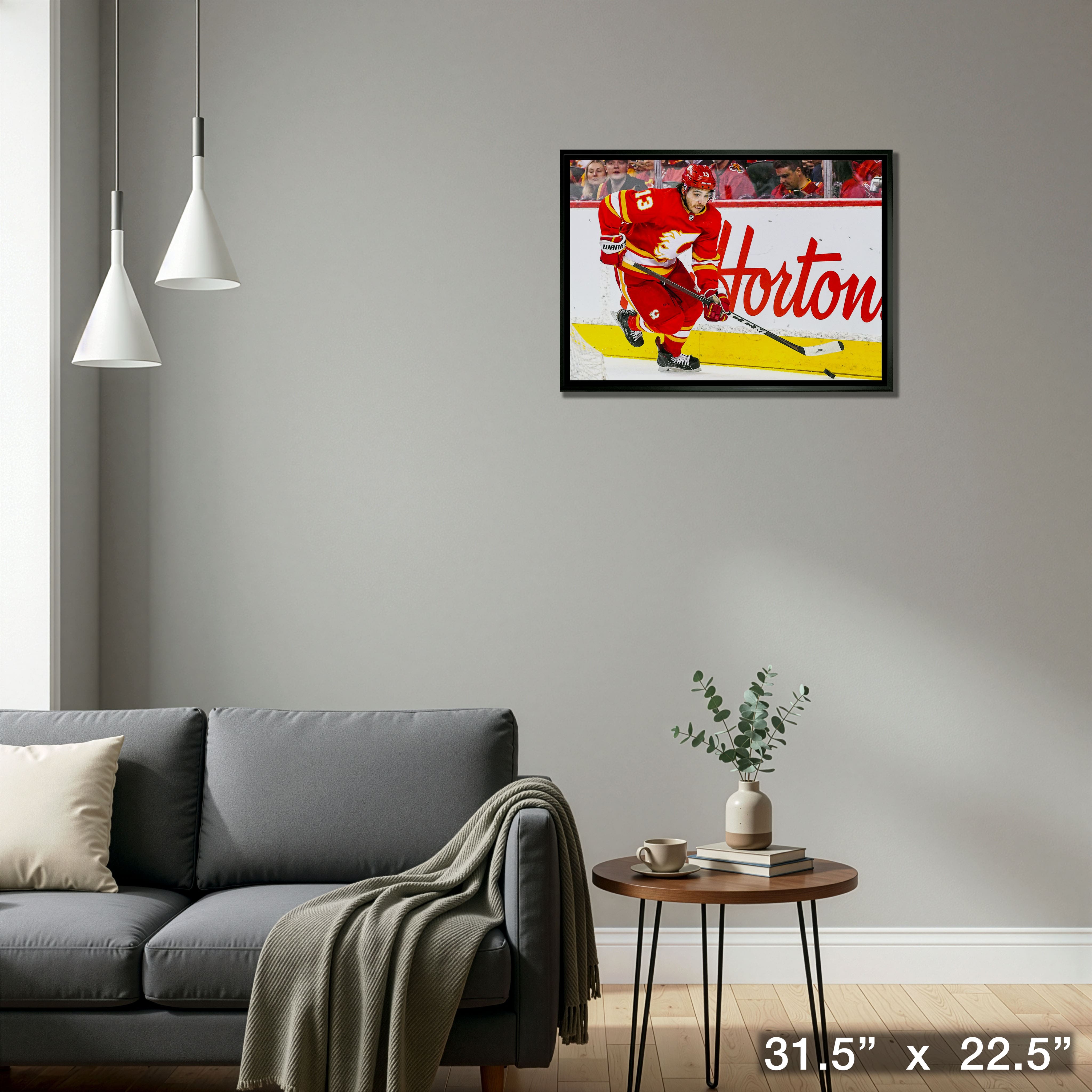Johnny Gaudreau 20" x 29" Framed Canvas Calgary Flames 31.5" x 22.5"