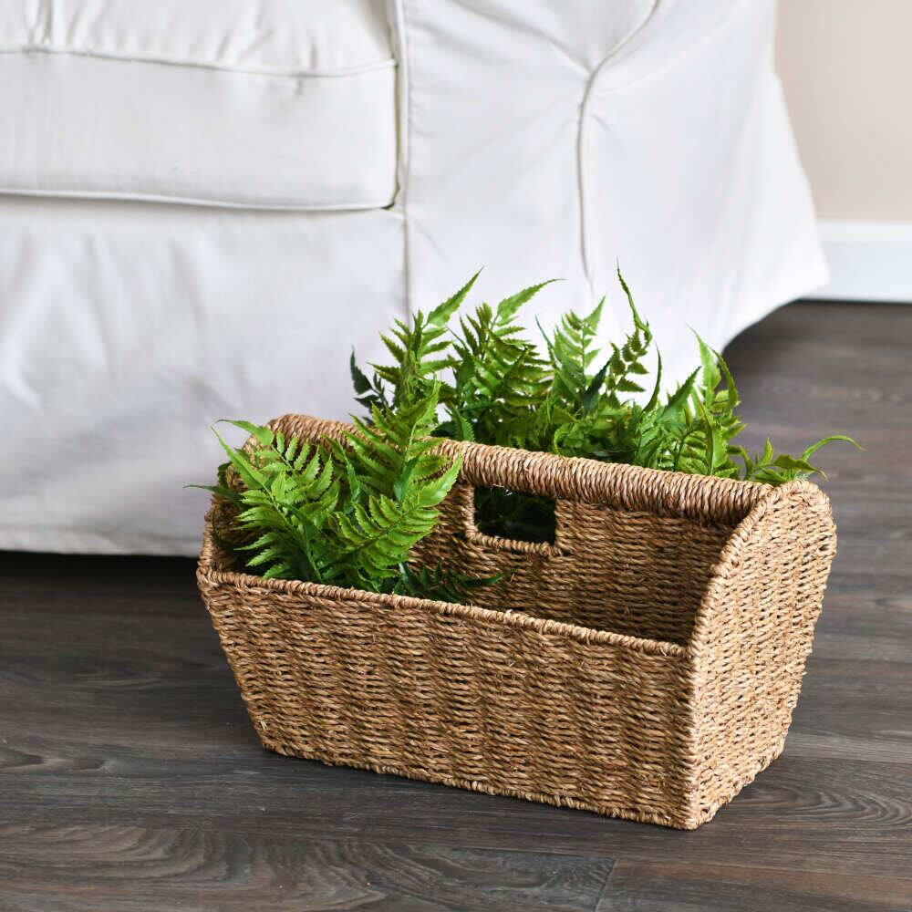 Household Essentials 16.5" Wide Seagrass Rectangular Woven Magazine Rack