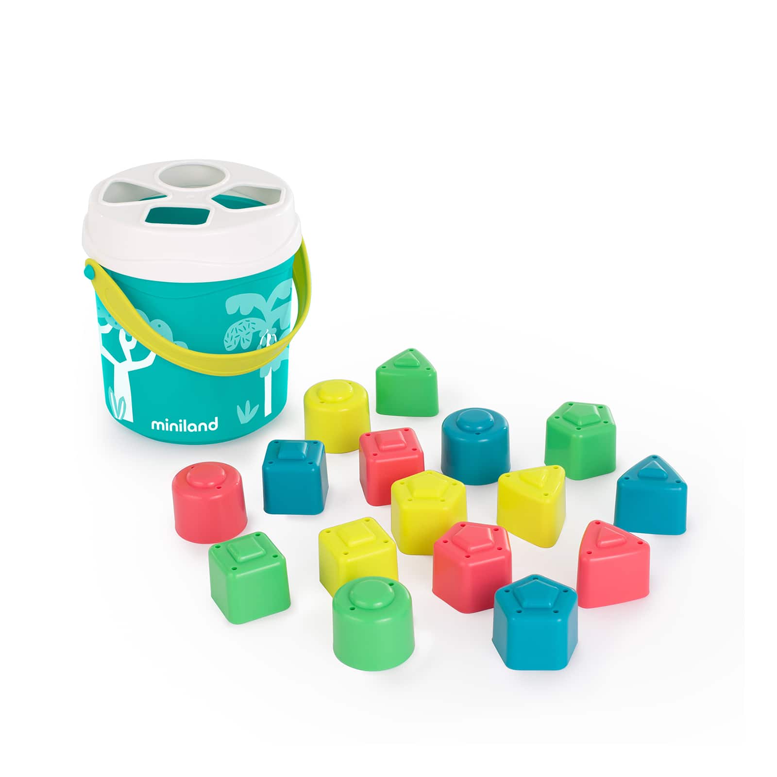 Miniland Feel to Learn Turquoise Shape Sorting Bucket Set