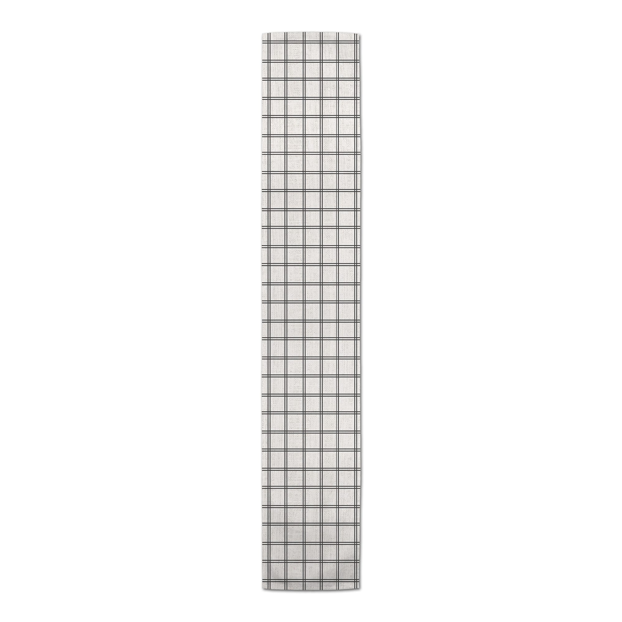 90" Black Line Plaid Poly Twill Table Runner