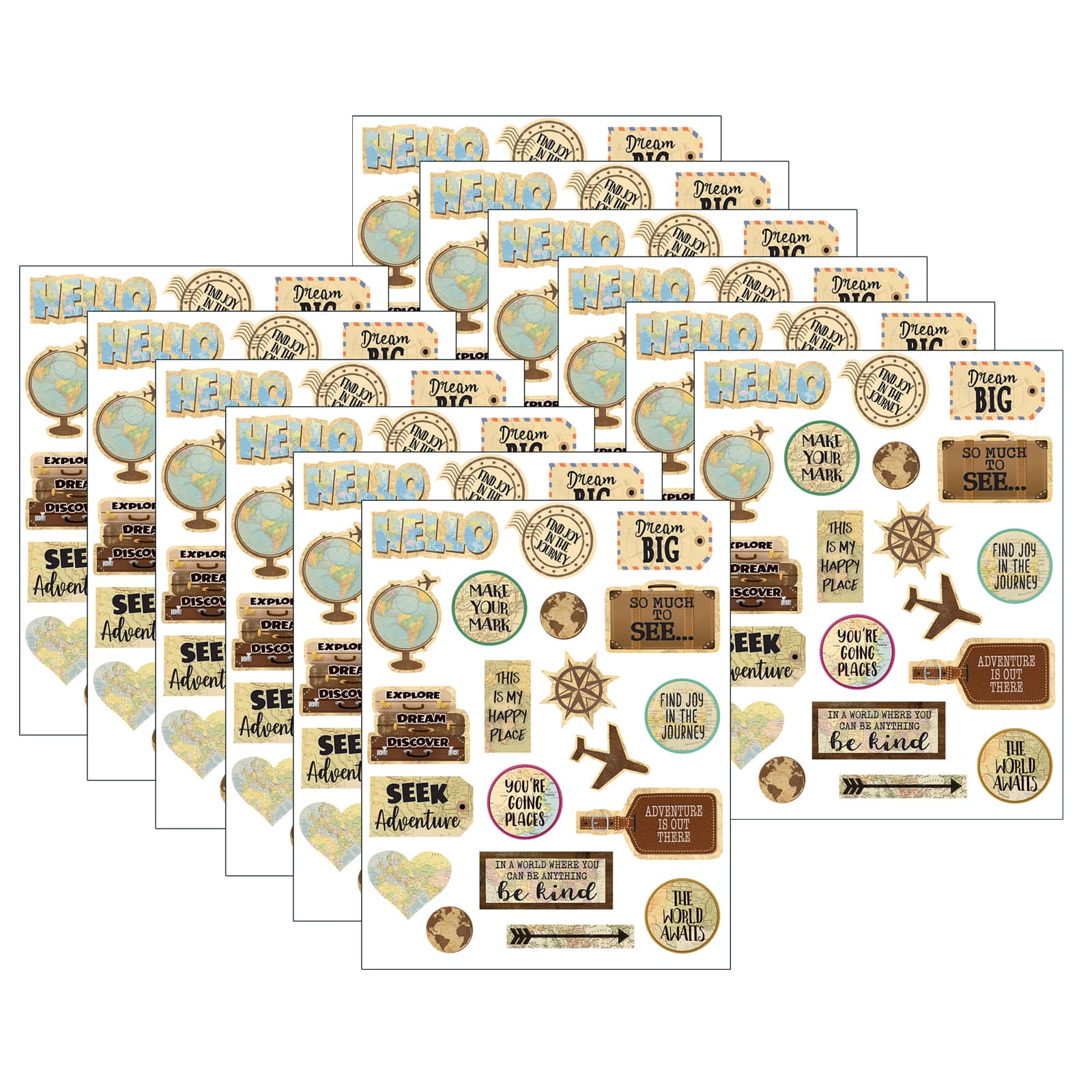 Teacher Created Resources Travel the Map Stickers, 12 Packs of 120