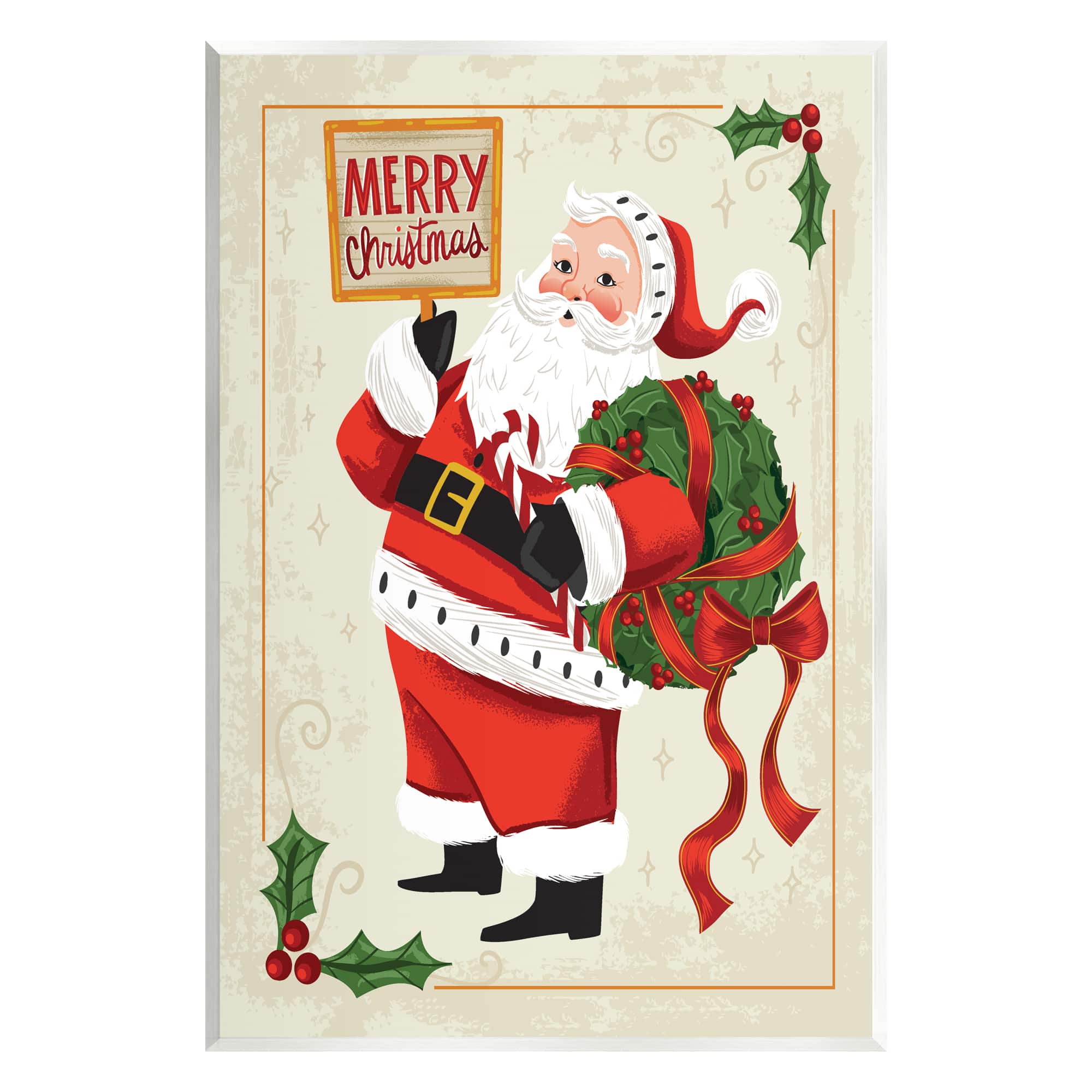 Stupell Industries Vintage Merry Christmas Santa Wall Plaque Art