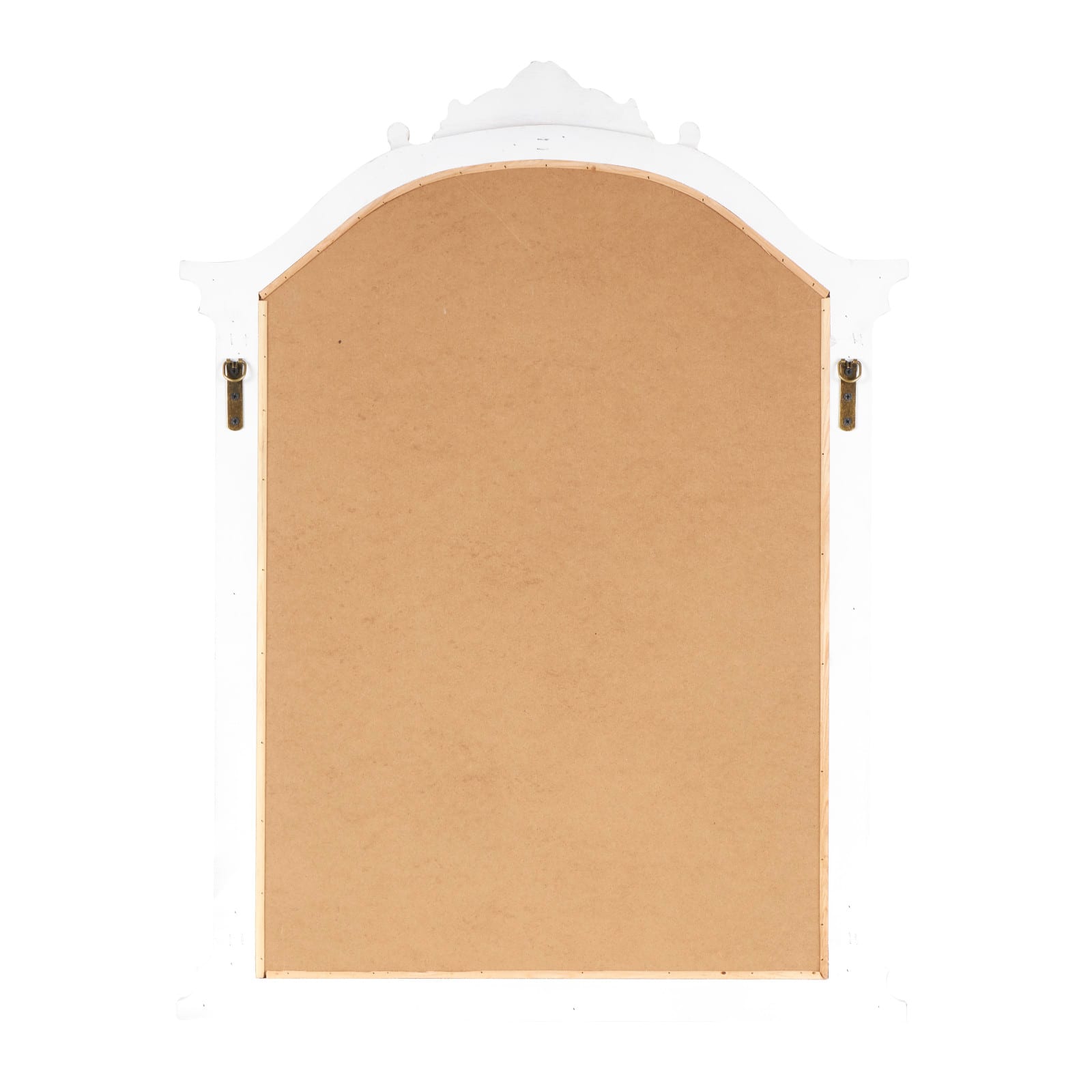 Cream Wooden Arched Scroll Room Wall Mirror with Brown Distressing