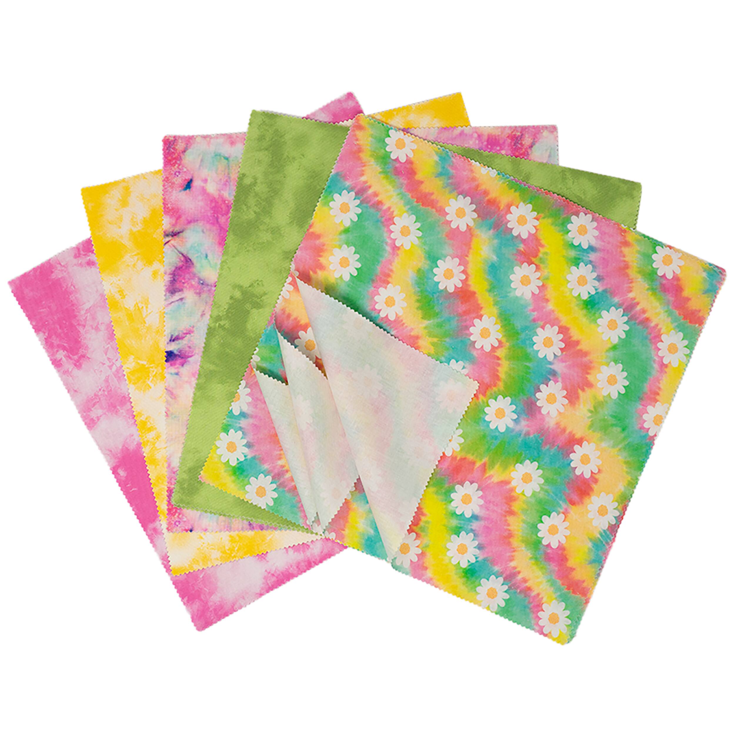 SINGER 10" x 10" Premium Tie Dye Squares Cotton Fabric Pack