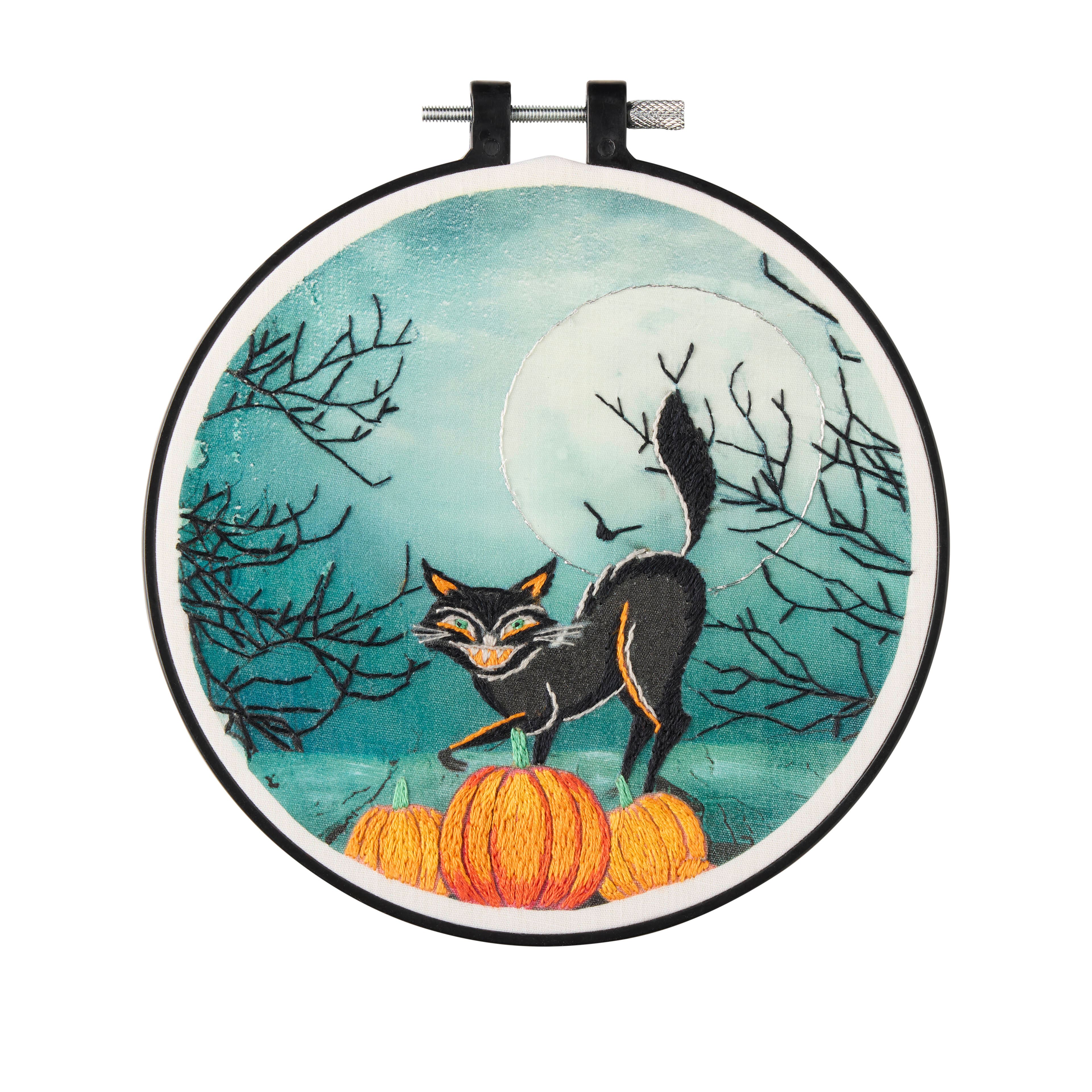 6" Black Cat Halloween Embroidery Kit by Loops & Threads®