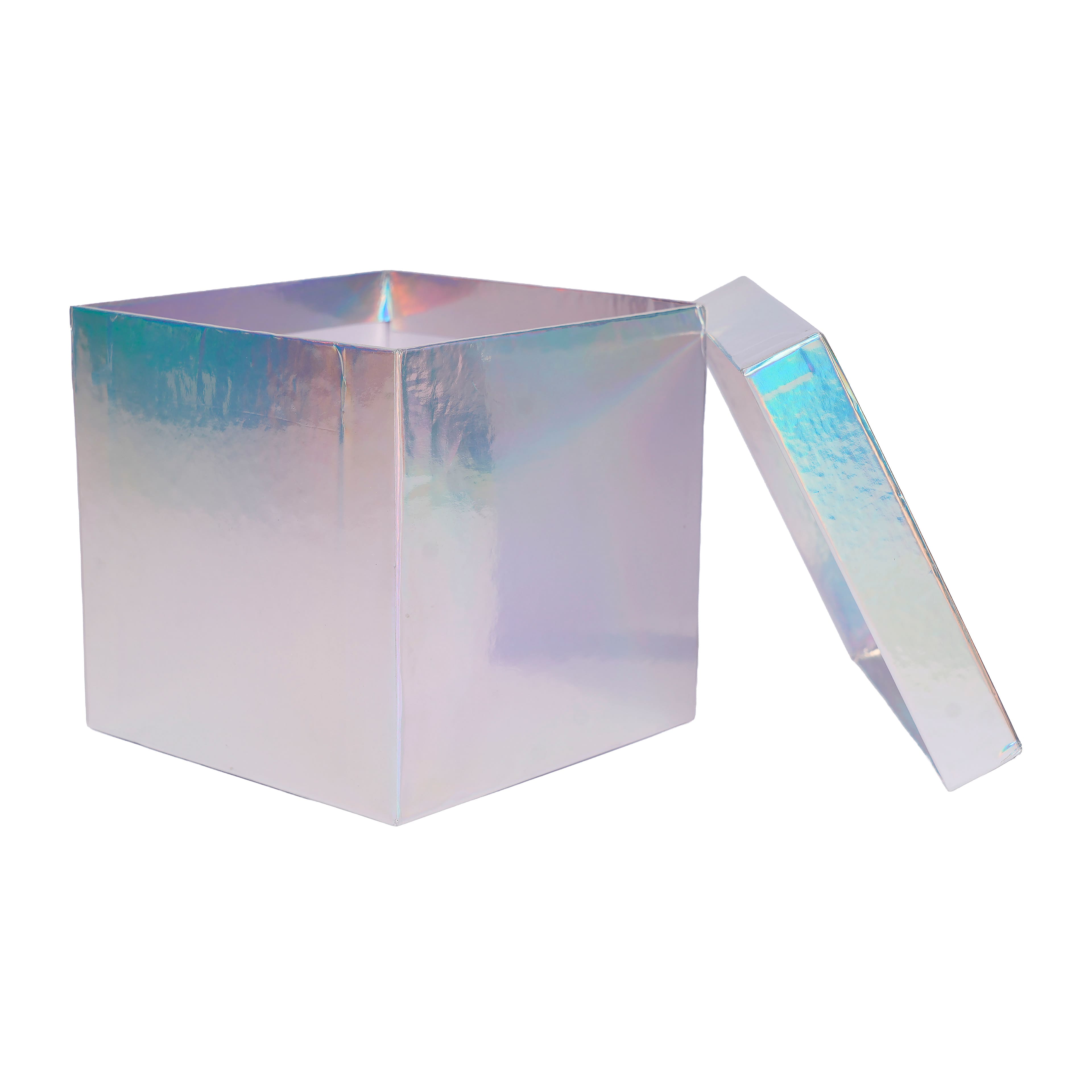 6" Holographic Silver Cube Gift Box by Celebrate It™