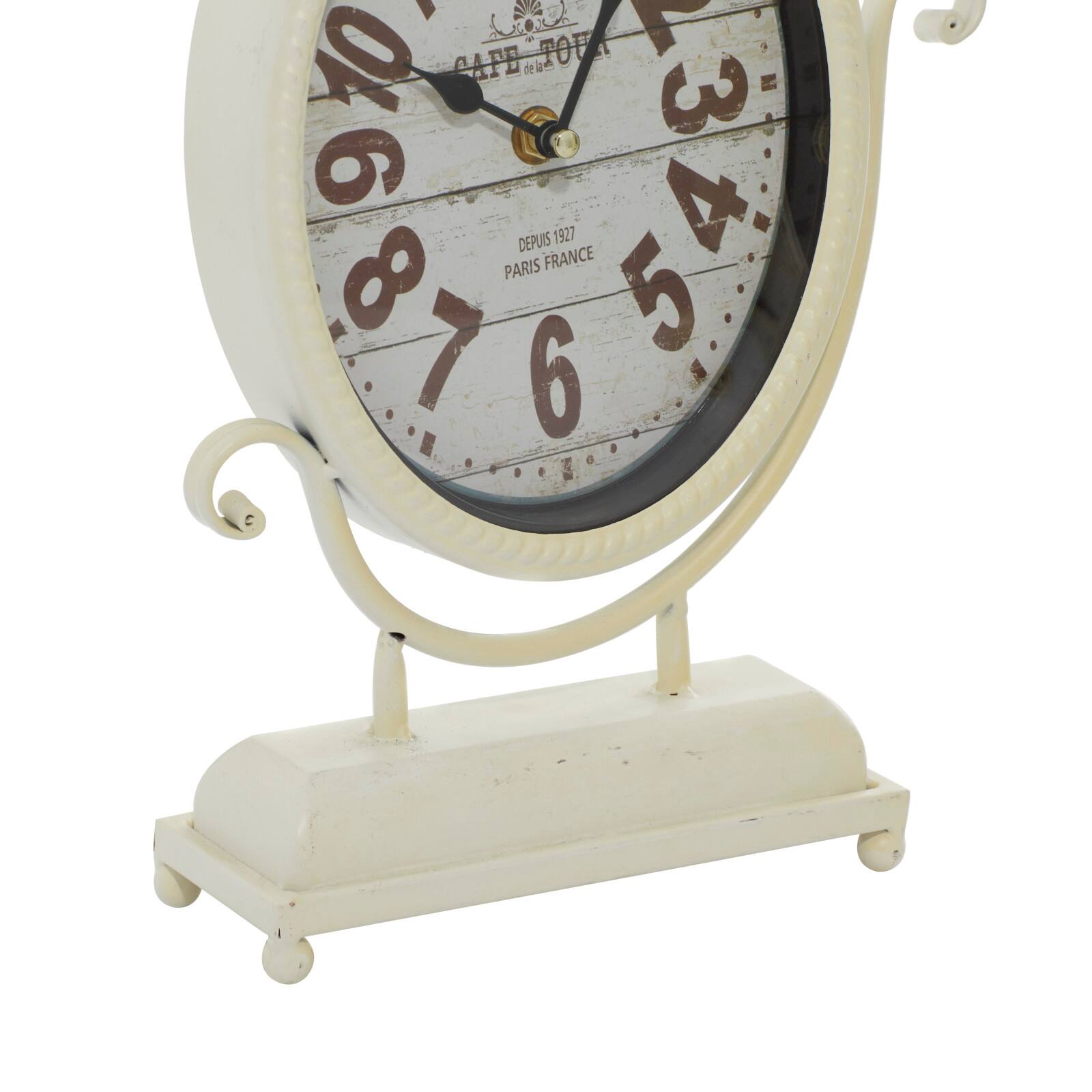 12" Black & White Metal Oval Clock Set
