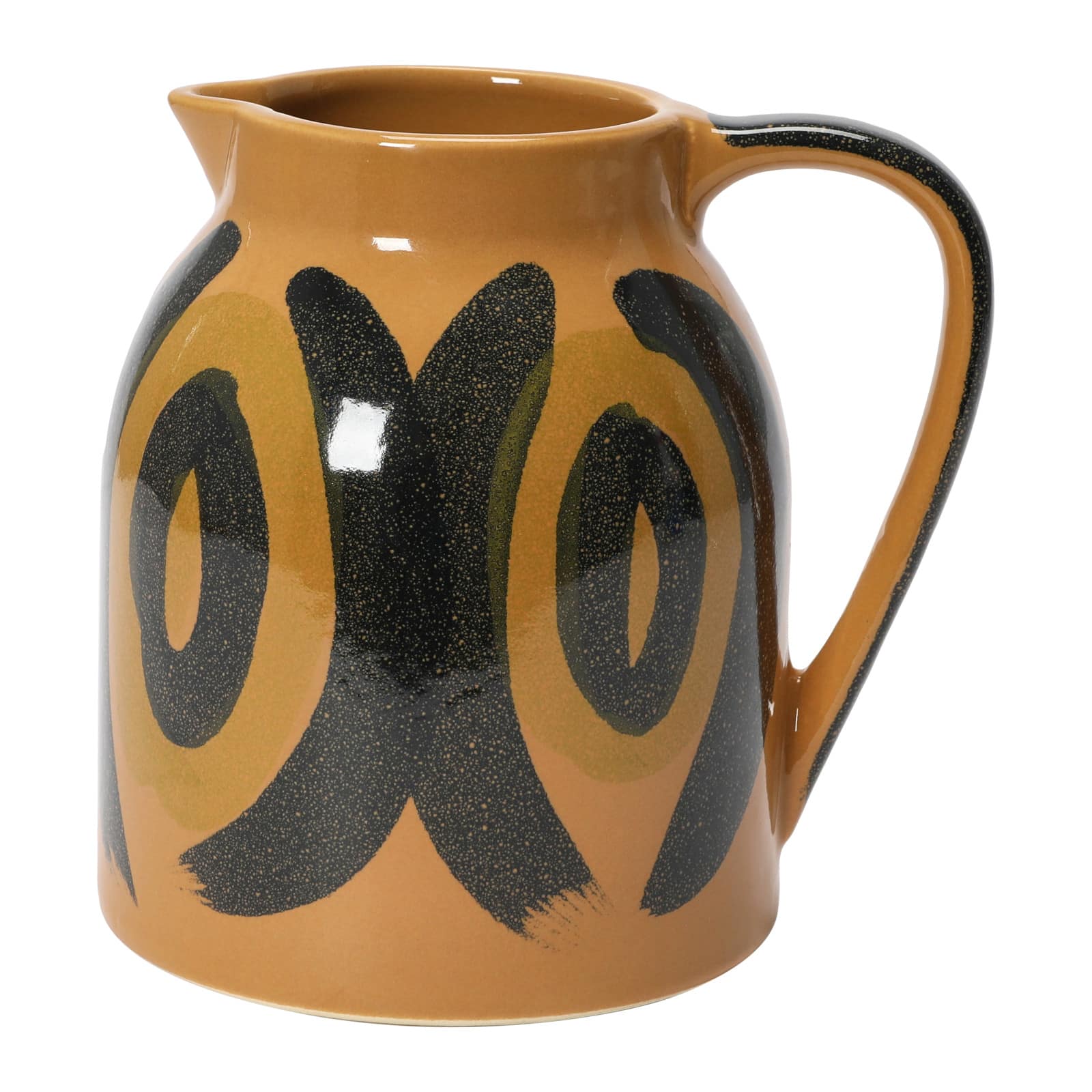 Hello Honey® 6" Brown & Black Decorative Hand Painted Stoneware Pitcher