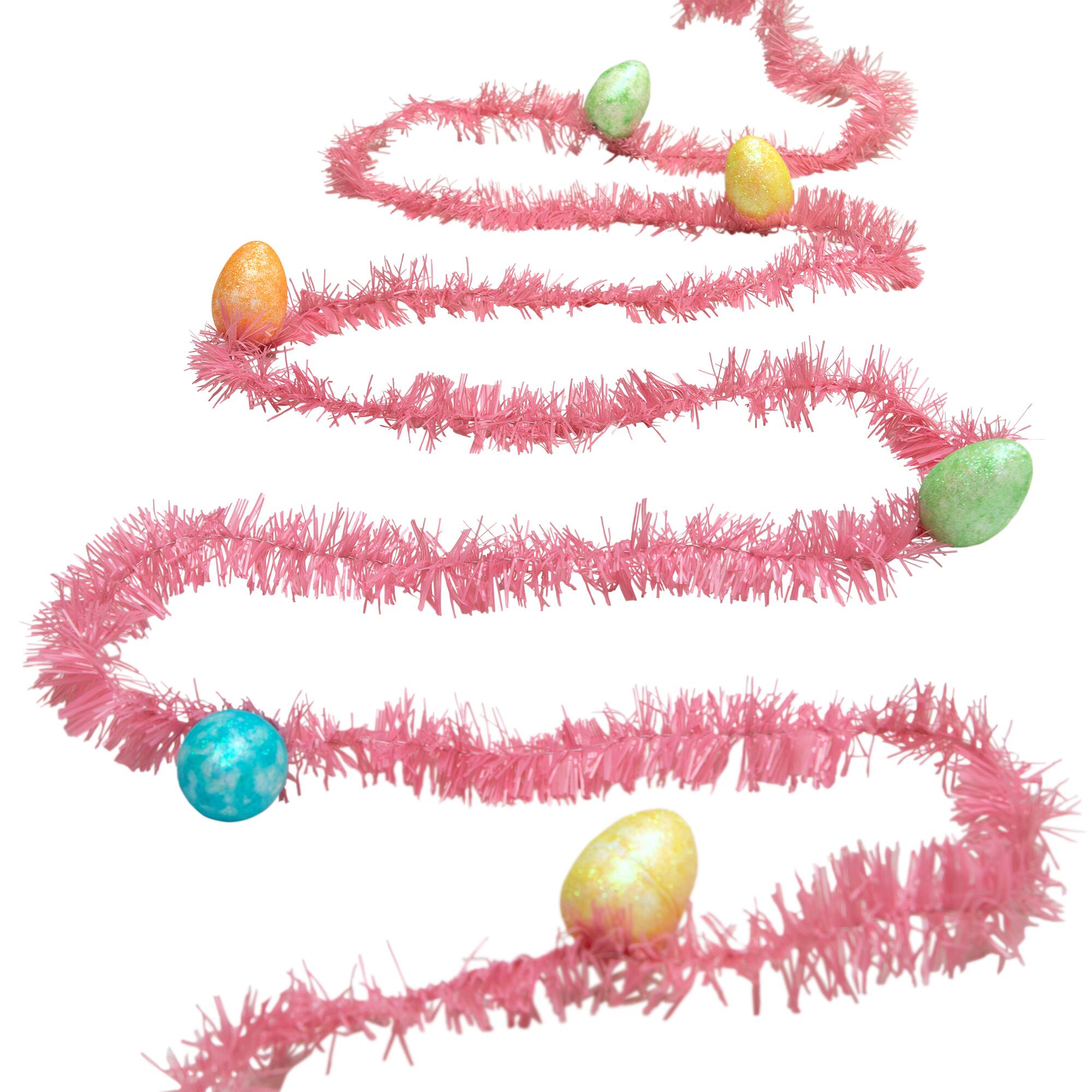 25ft. Pink Tinsel Garland with Easter Eggs