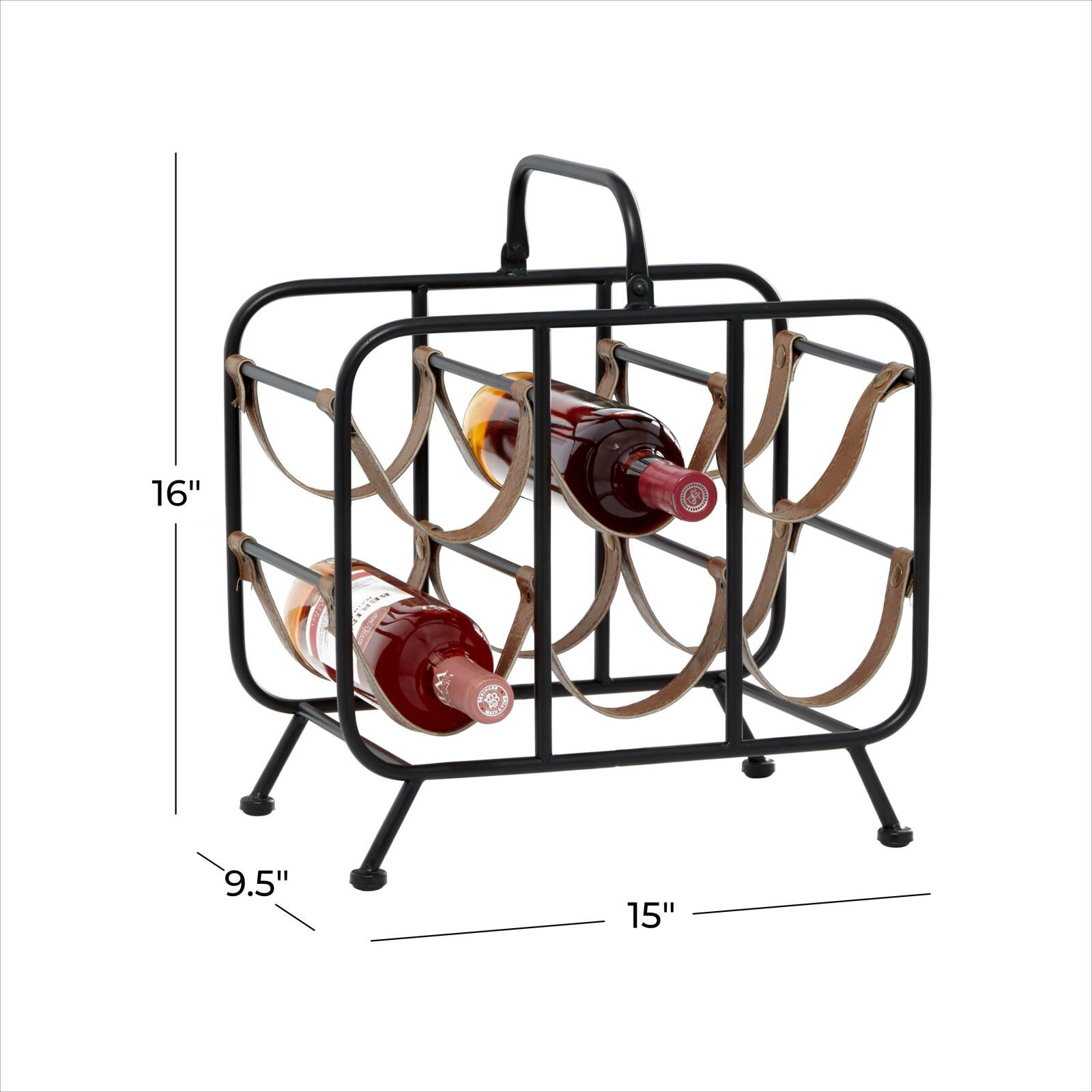 16" Black Metal Contemporary Wine Rack