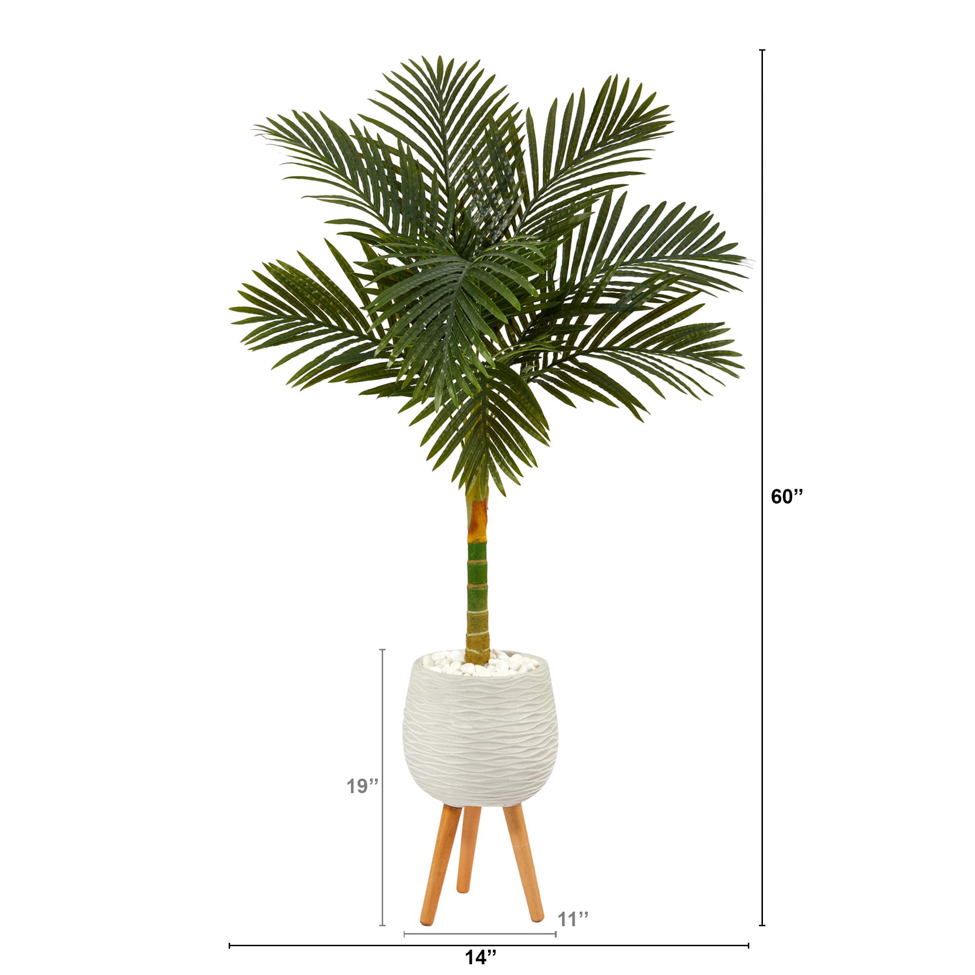 5ft. Golden Cane Artificial Palm Tree in White Planter with Stand