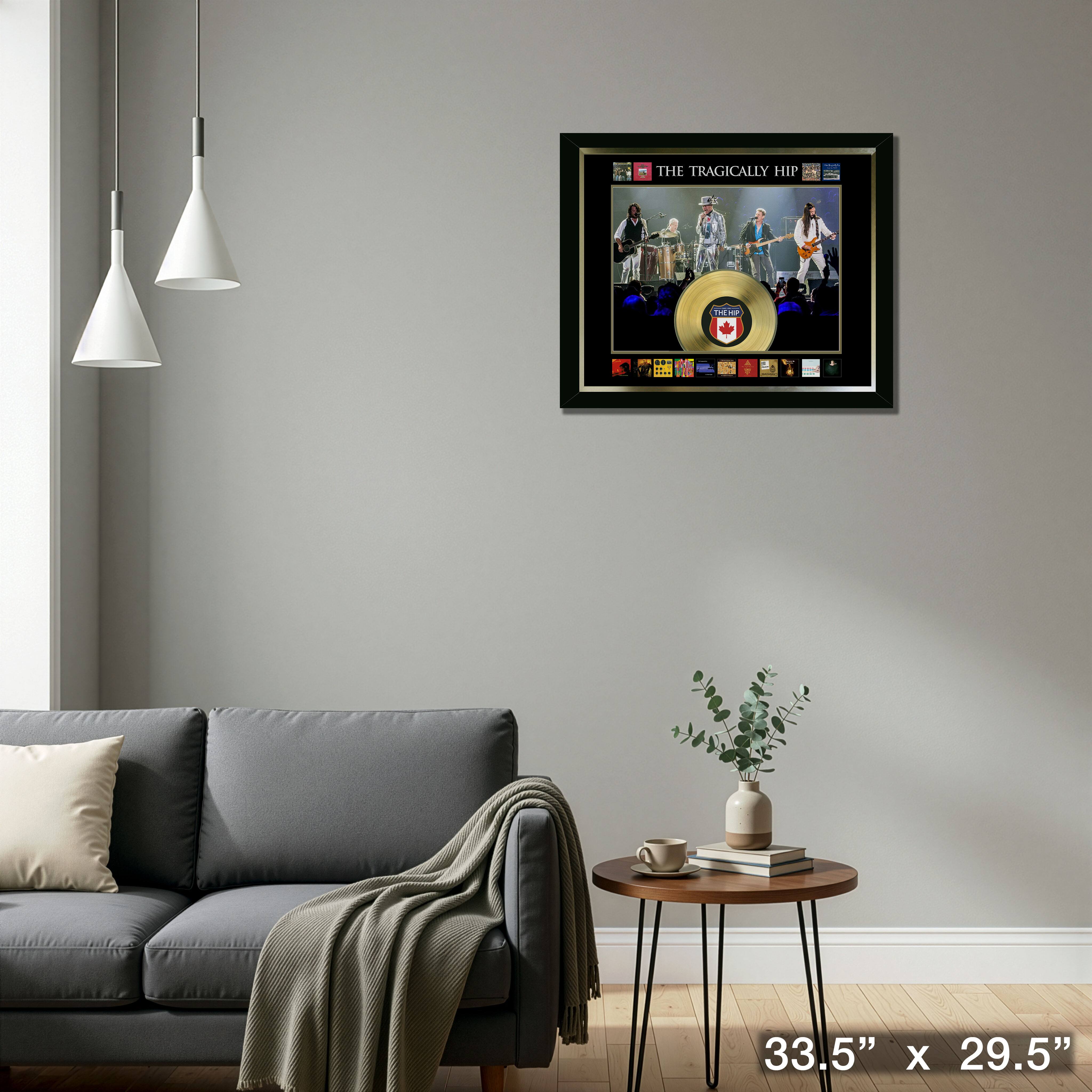 The Tragically Hip Framed Album Collage with Gold LP 33.5" x 29.5"