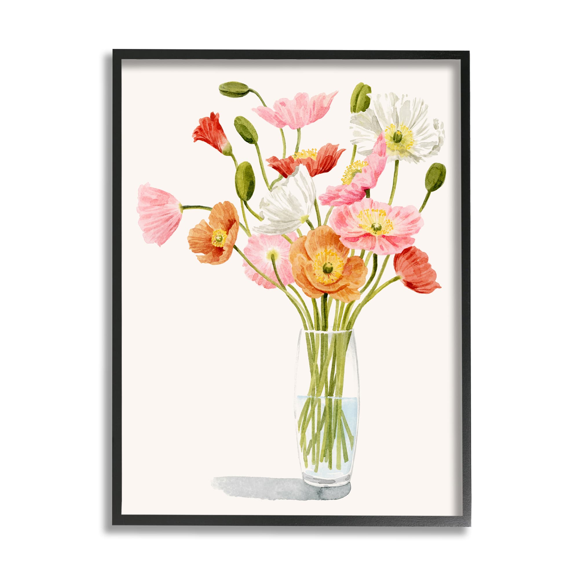 Stupell Industries Vivid Poppies Glass Floral Bouquet Arrangement Framed Giclee Art