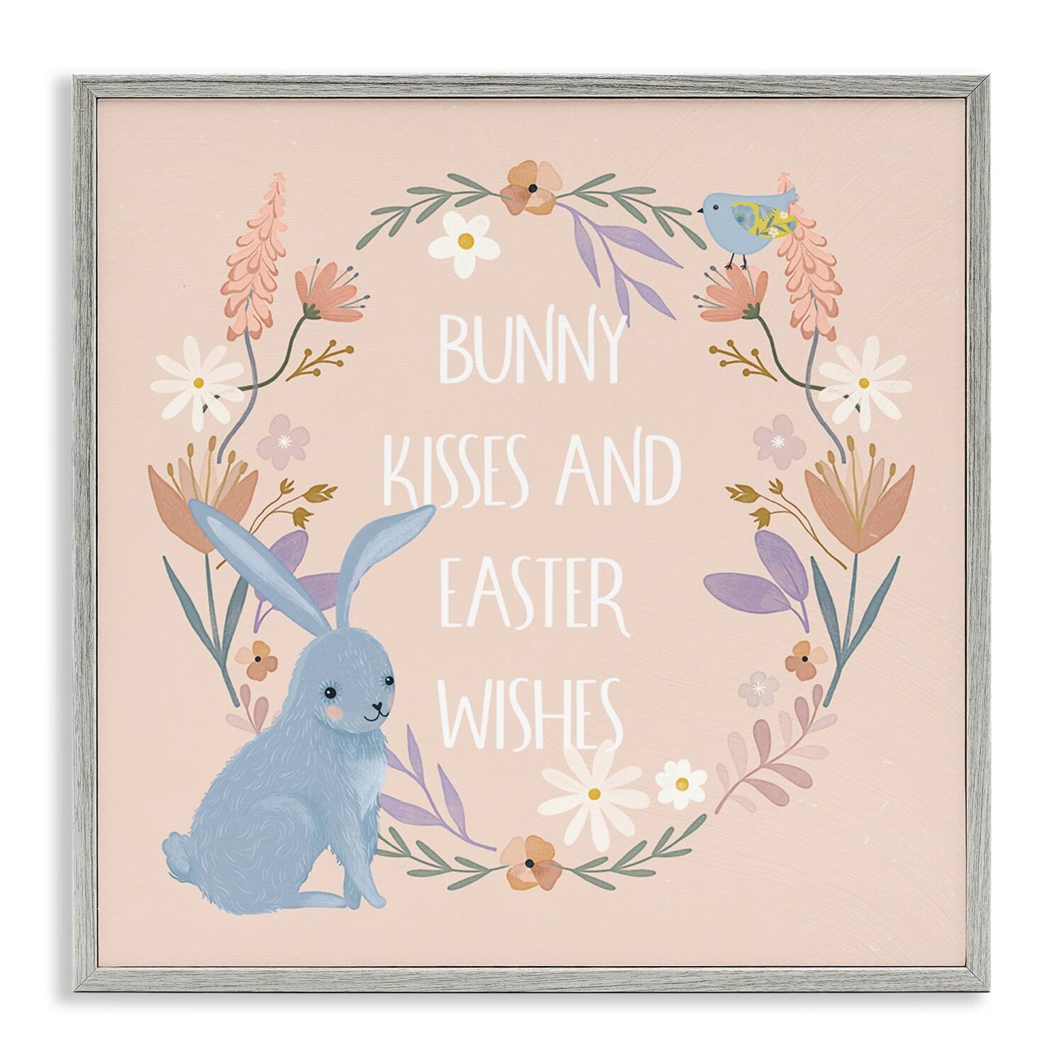 Stupell Industries Bunny Kisses Easter Wishes Framed Giclee Art