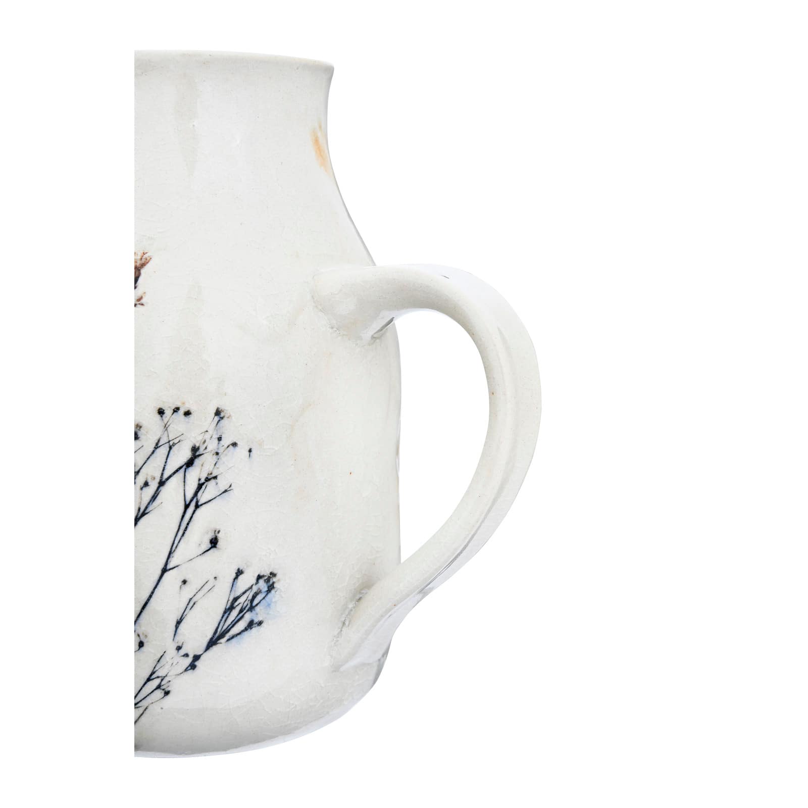 Hello Honey® 32oz. Floral Reactive Crackle Glaze Stoneware Debossed Pitcher