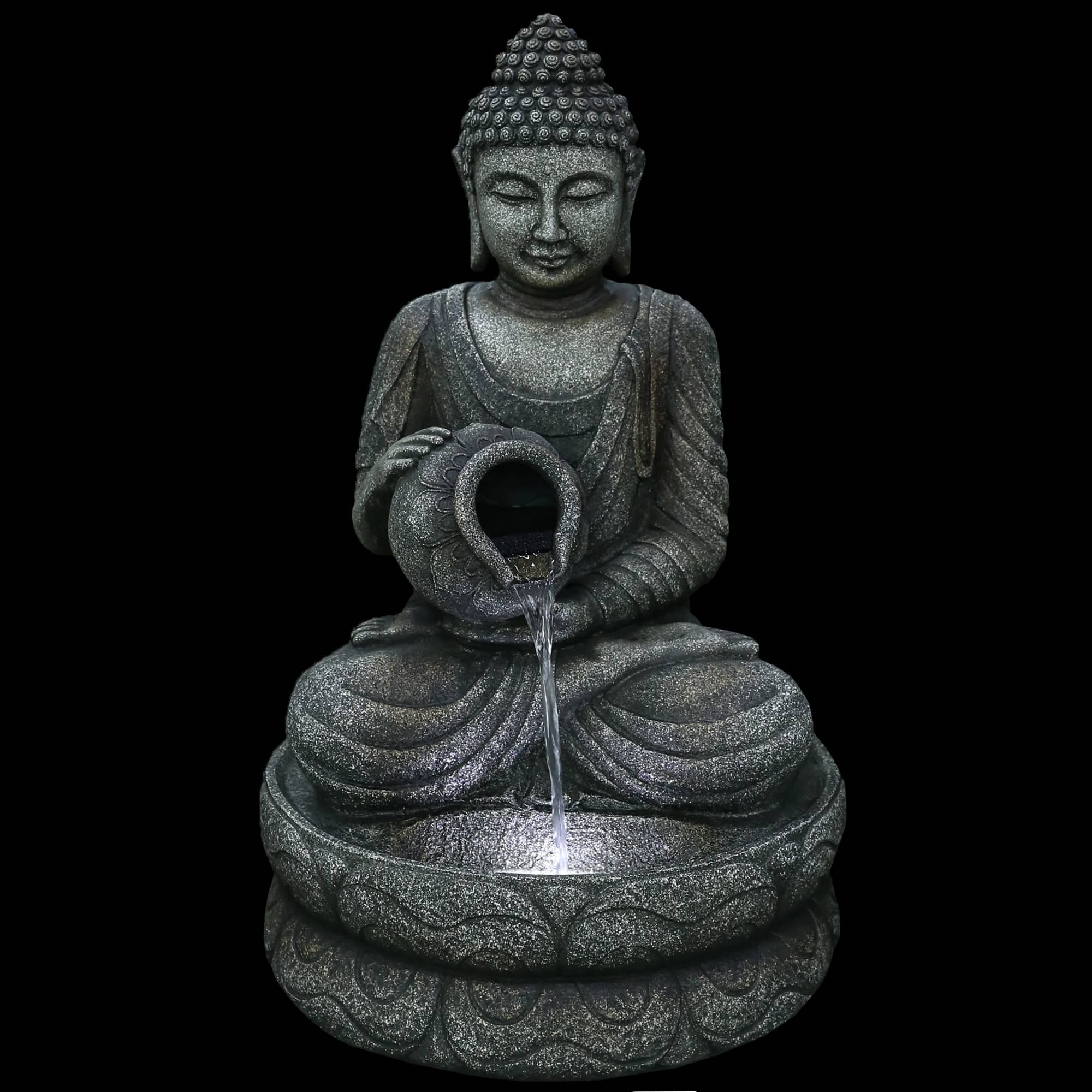 32" Buddha in Sukhasana Pose Outdoor Garden Water Fountain