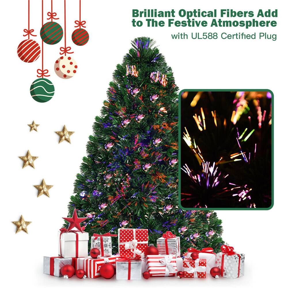 Costway 4ft. Pre-Lit Fiber Optic Artificial Christmas Tree, Multicolor LED Lights