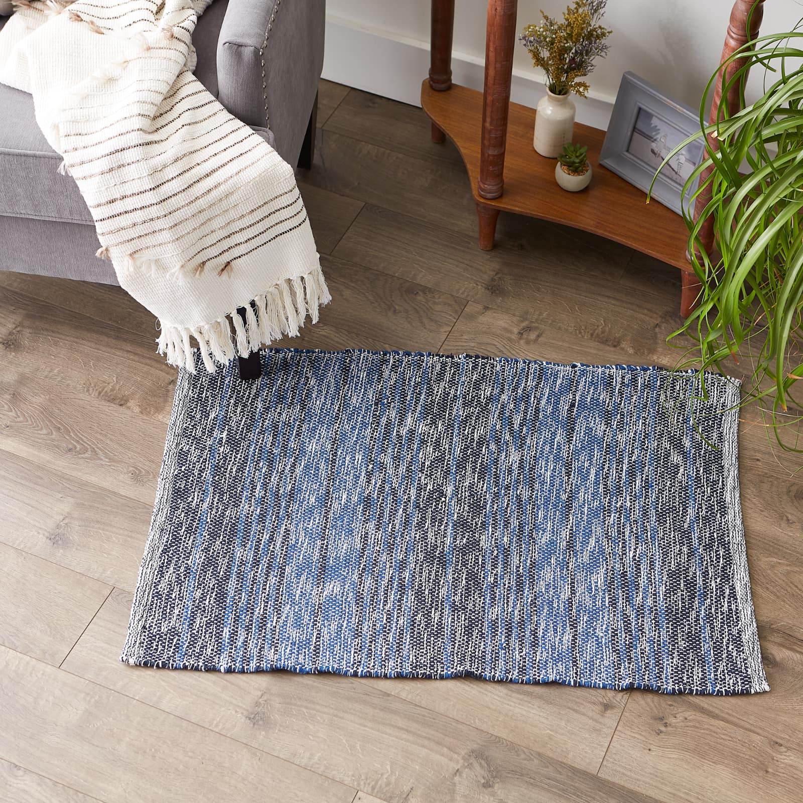 DII® Variegated Stripe Handwoven Recycled Yarn Rug, 2ft. x 3ft.