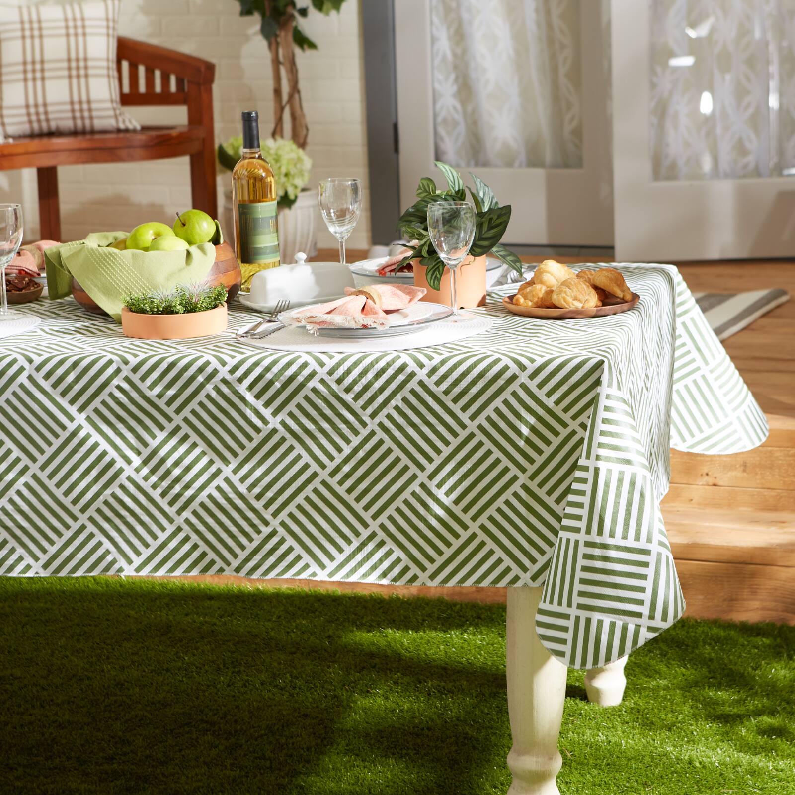 Artichoke Grid Vinyl Tablecloth 60" x 84"