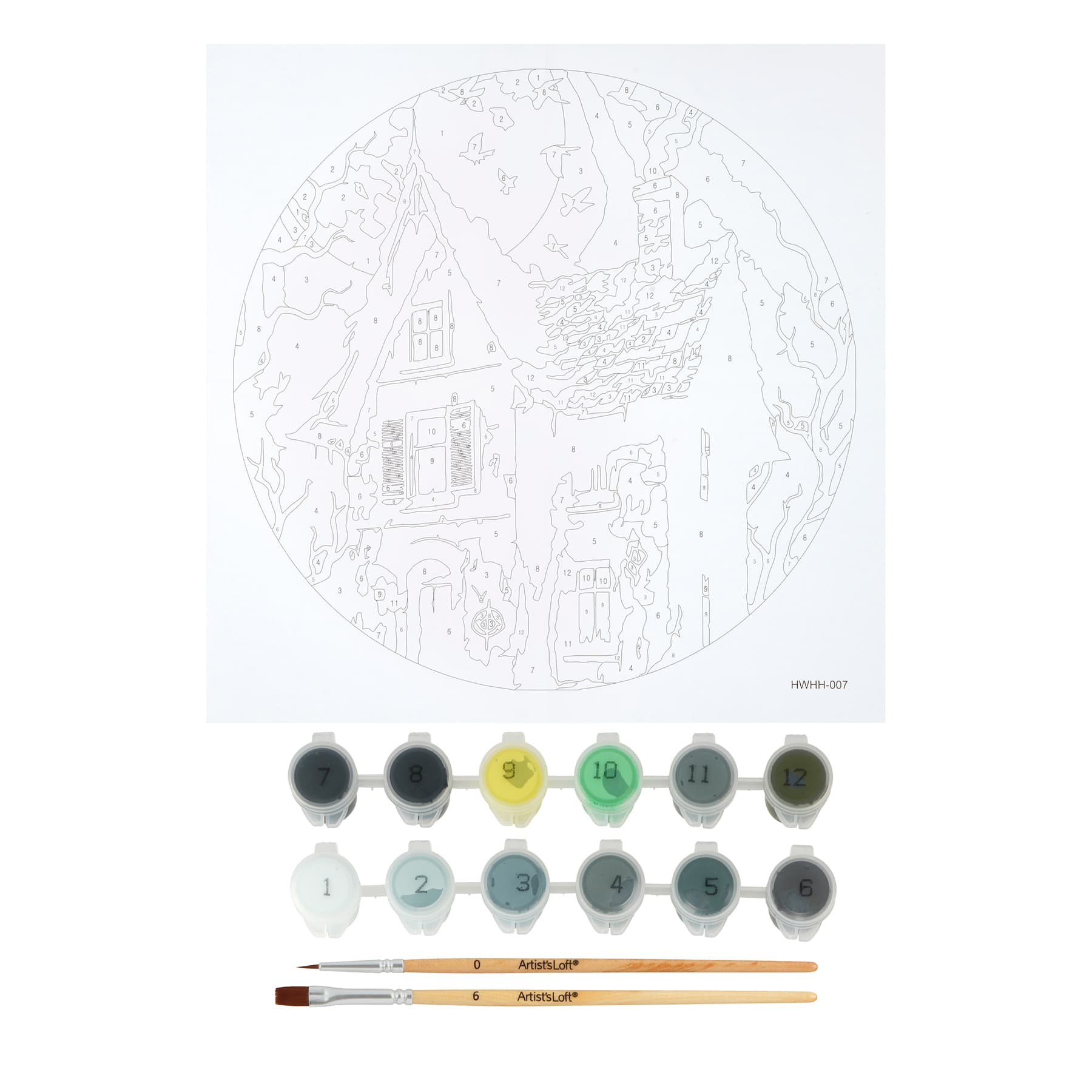 8" Haunted House Paint-by-Number Plywood Surface Kit by Artist's Loft®