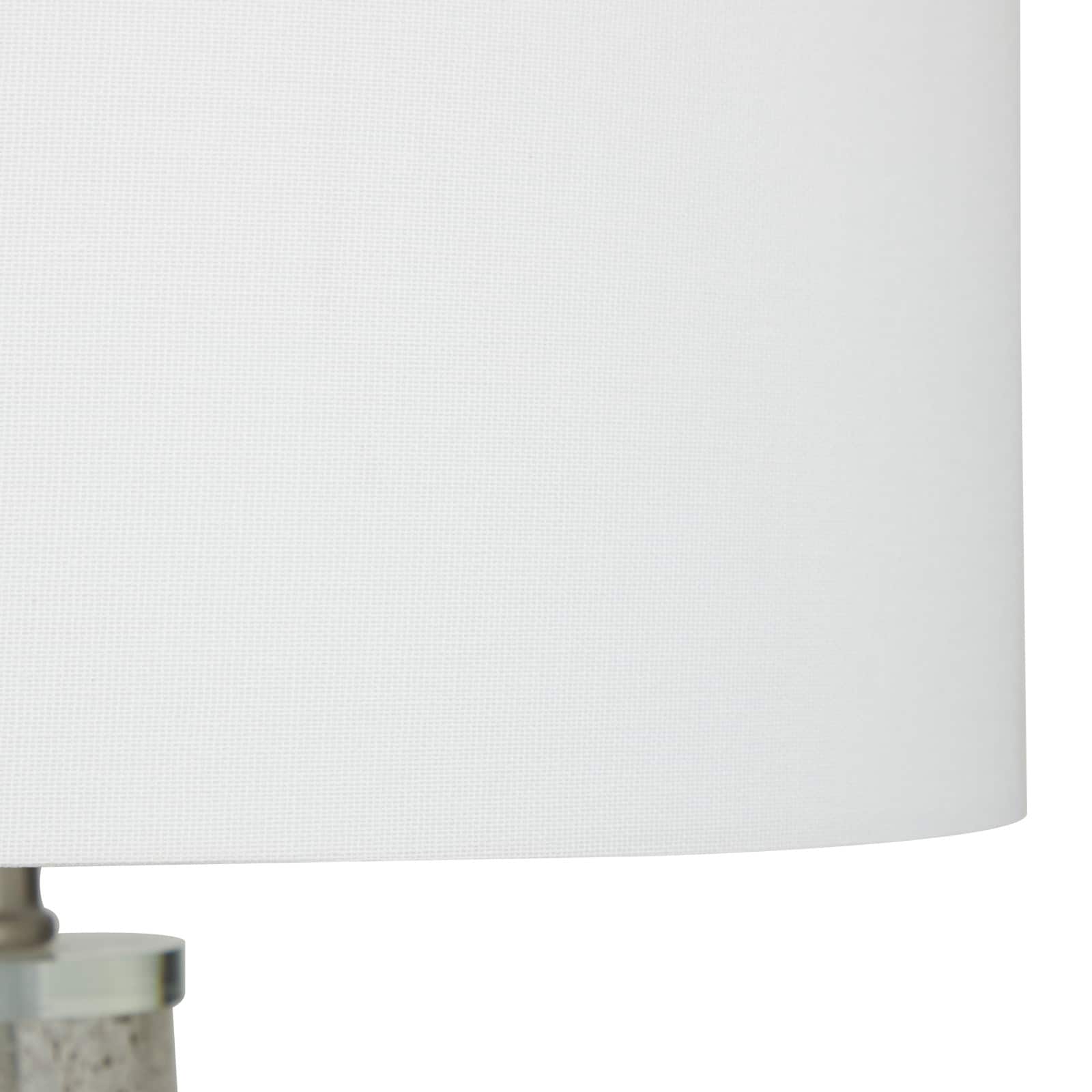Gray Glass Table Lamp with Drum Shade Set of 2 15", 25"
