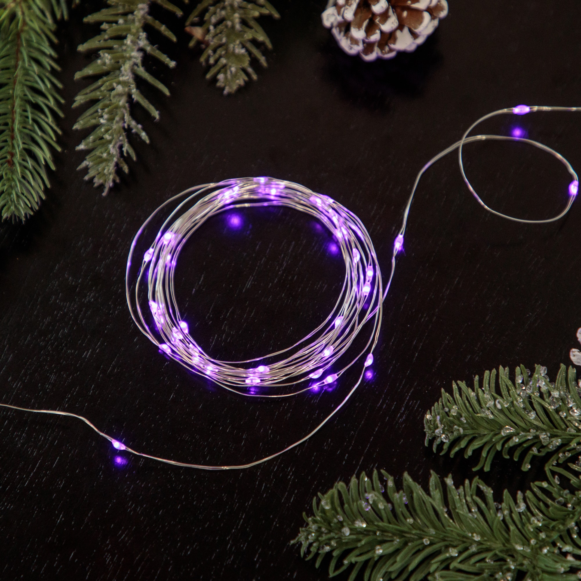 100ct Purple LED Micro Fairy Lights  16ft Copper Wire