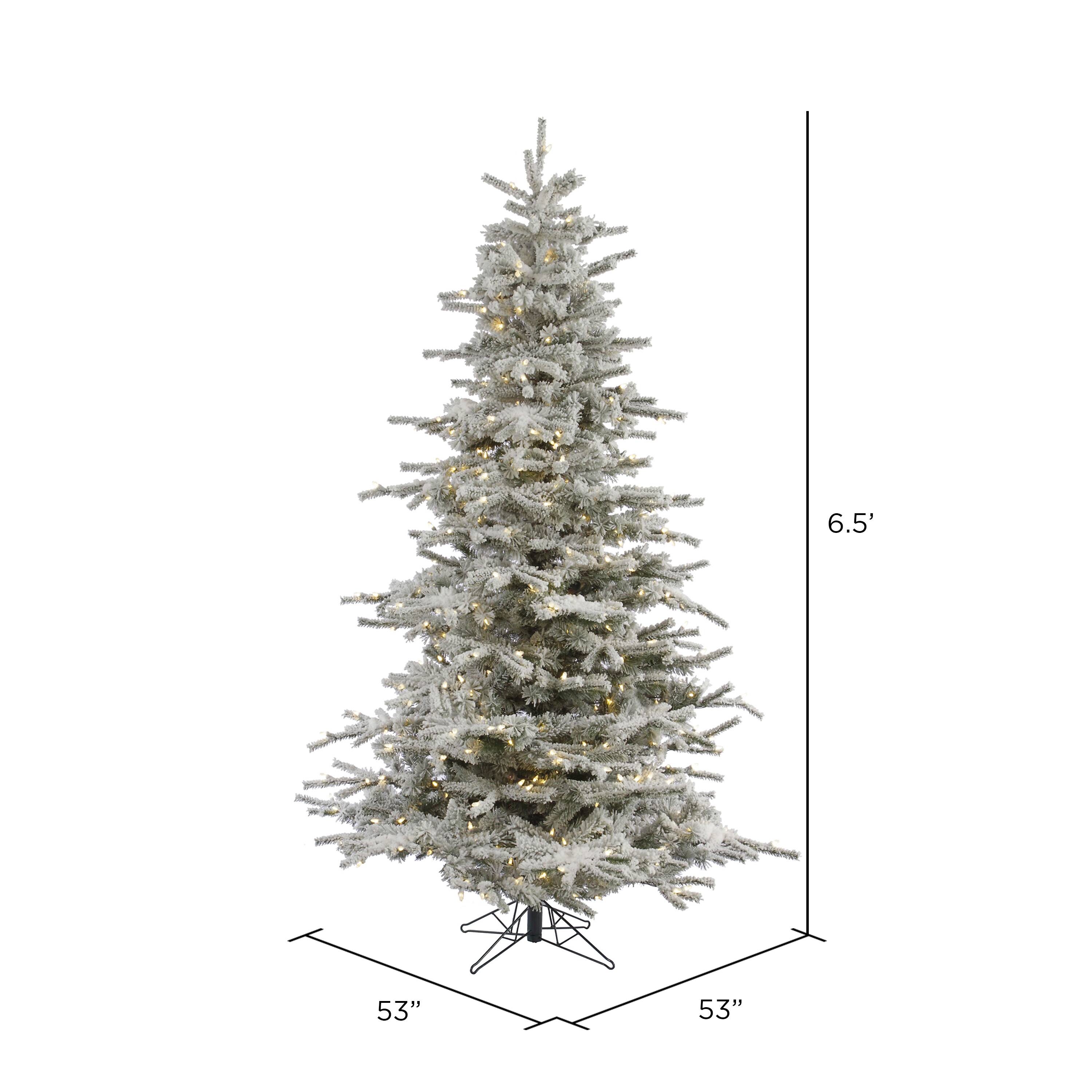 6.5ft. Pre-Lit Flocked Sierra Fir Artificial Christmas Tree, Pure White Dura-Lit® LED Lights
