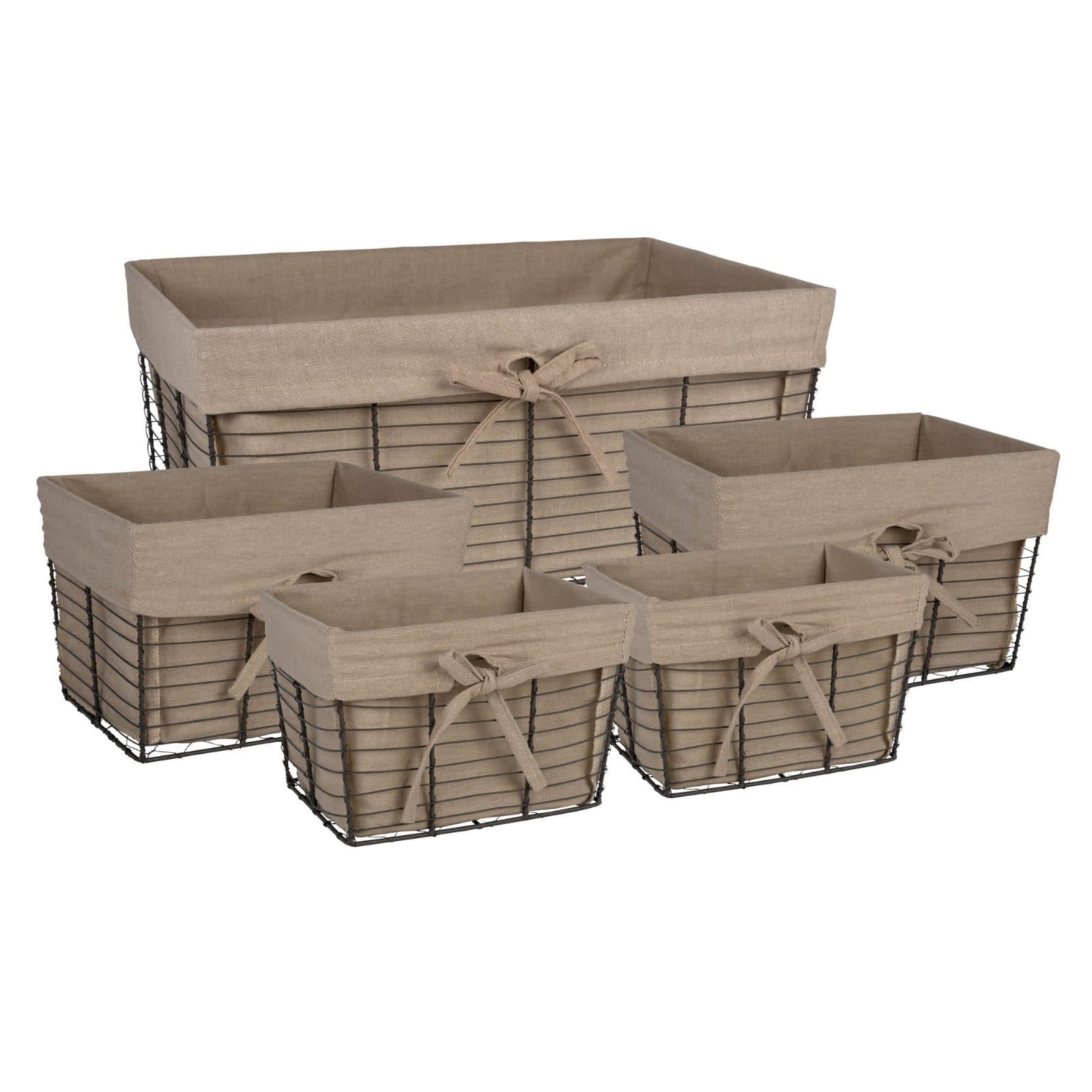 DII® Desert Taupe Lined Vintage Wire Basket Set