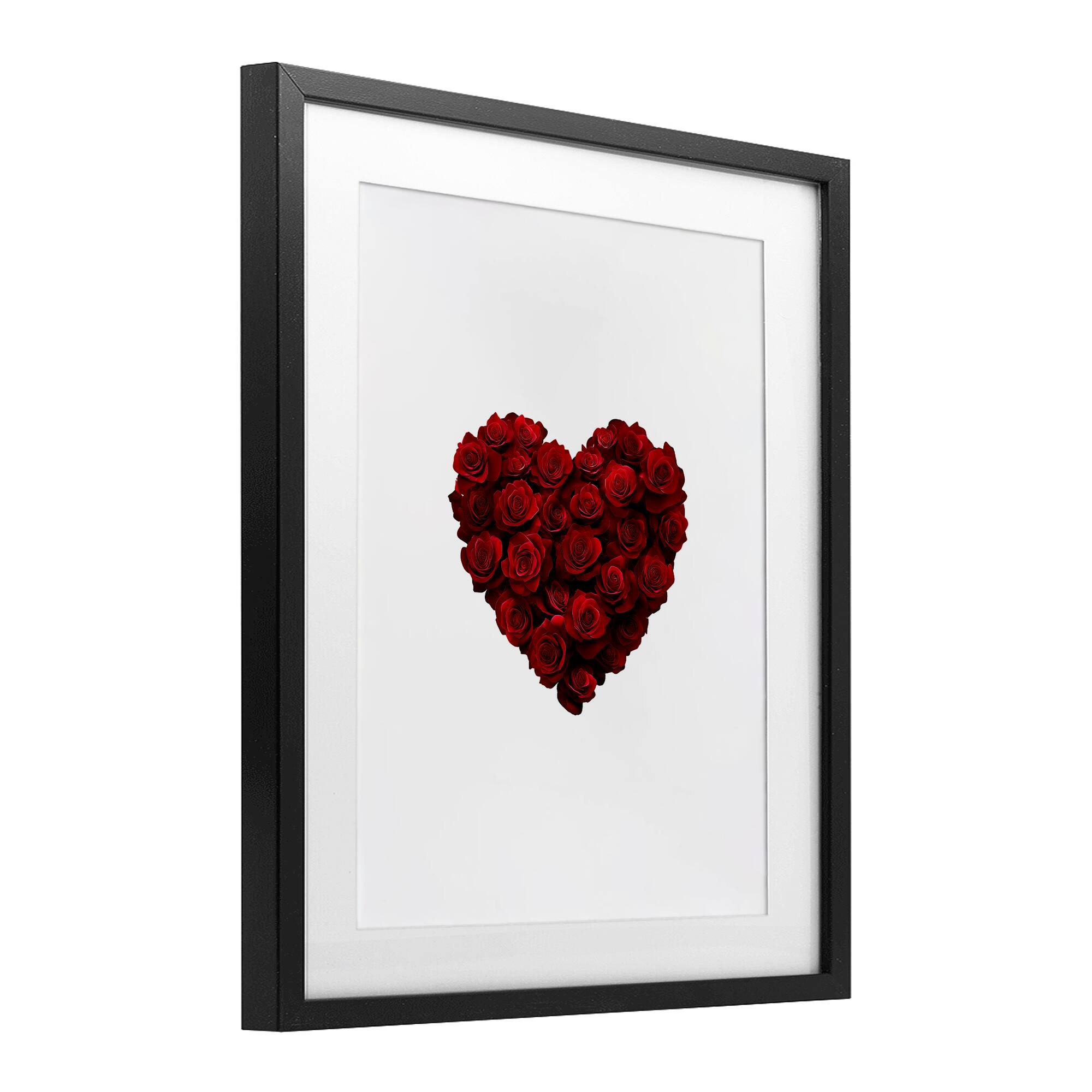 Stupell Industries Heart of Roses Bouquet Framed Print Under Glass Wall Art