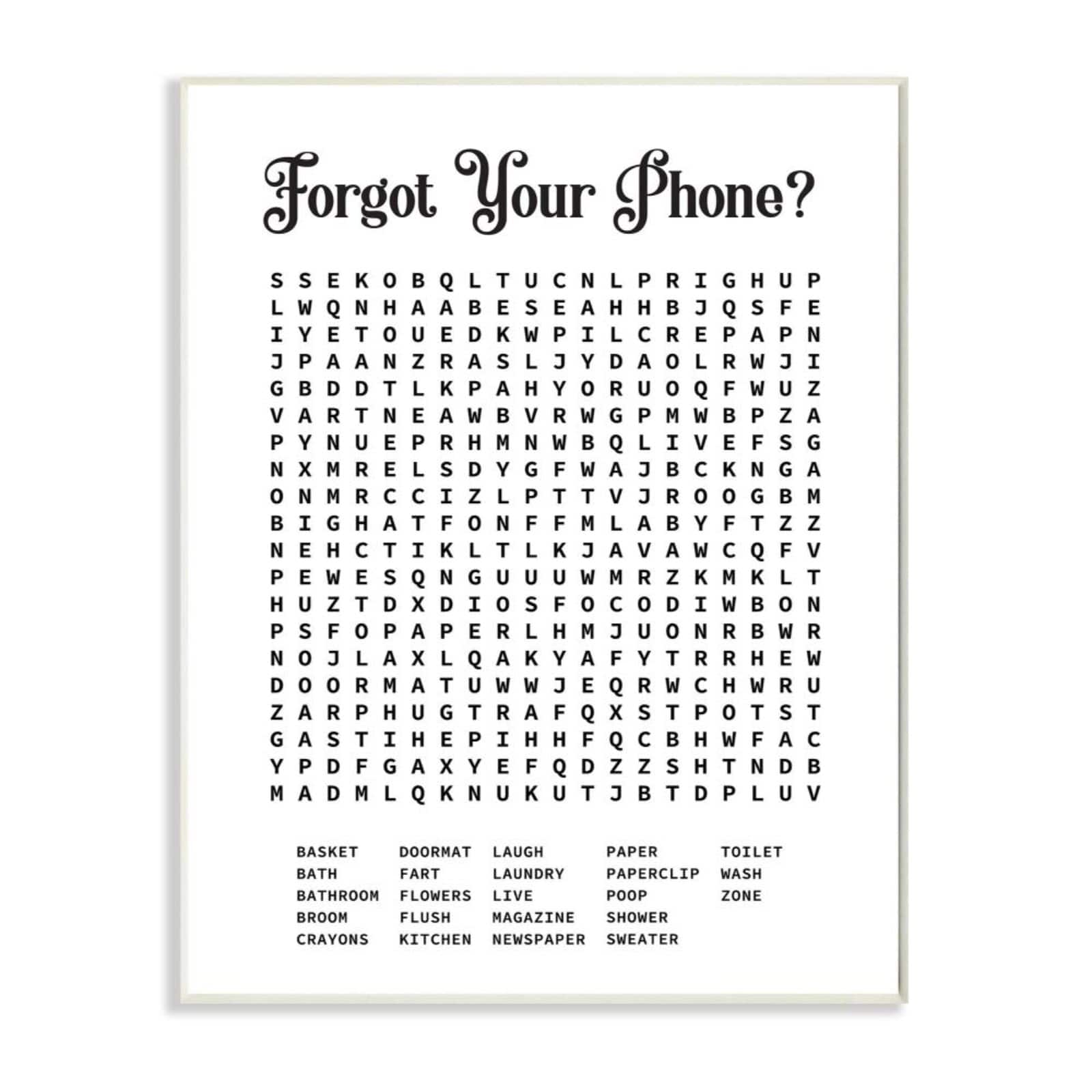 Stupell Industries Bathroom Word Search Puzzle Wooden Wall Plaque