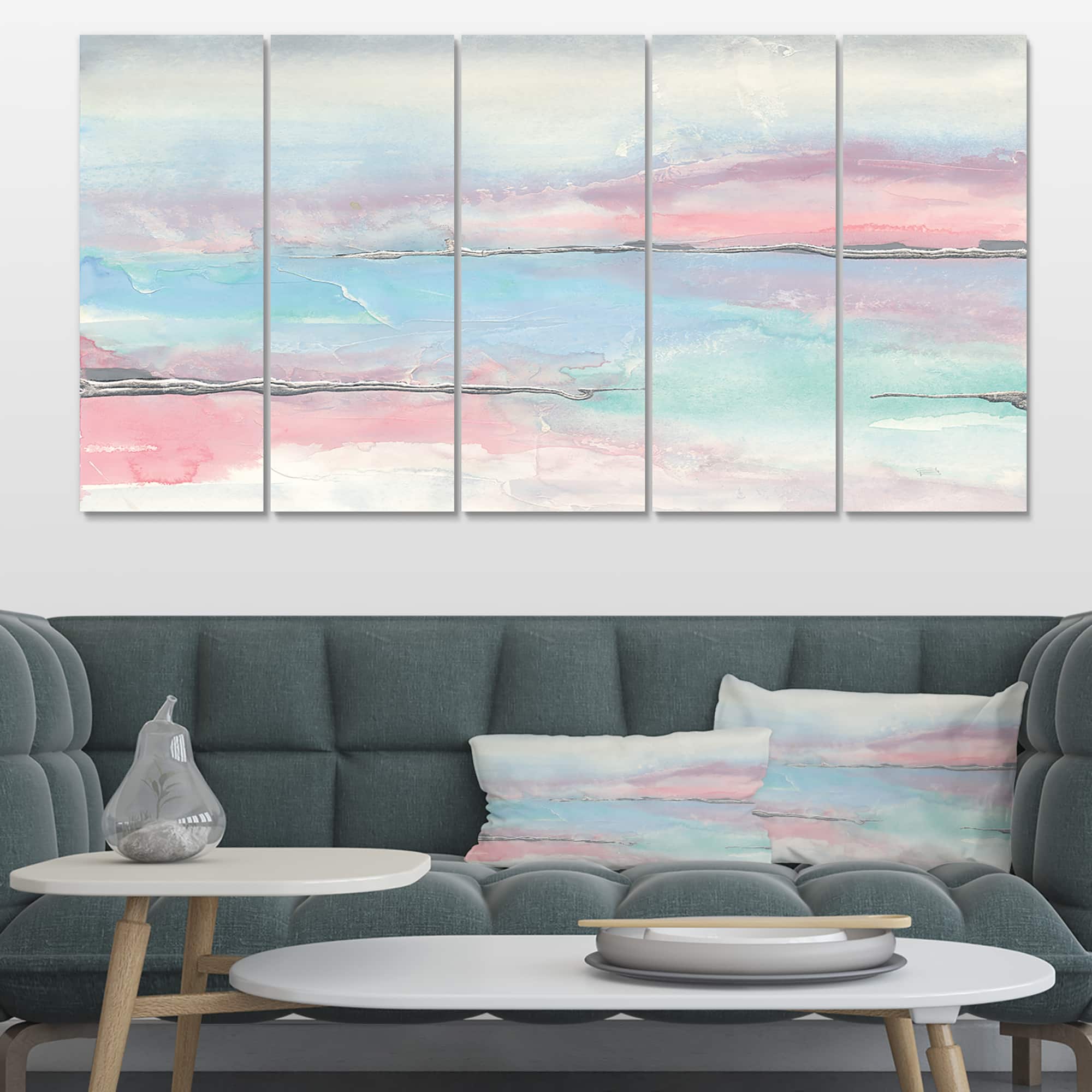 Designart - Metallic Shabby Pink II - Shabby Chic Premium Canvas Wall Art