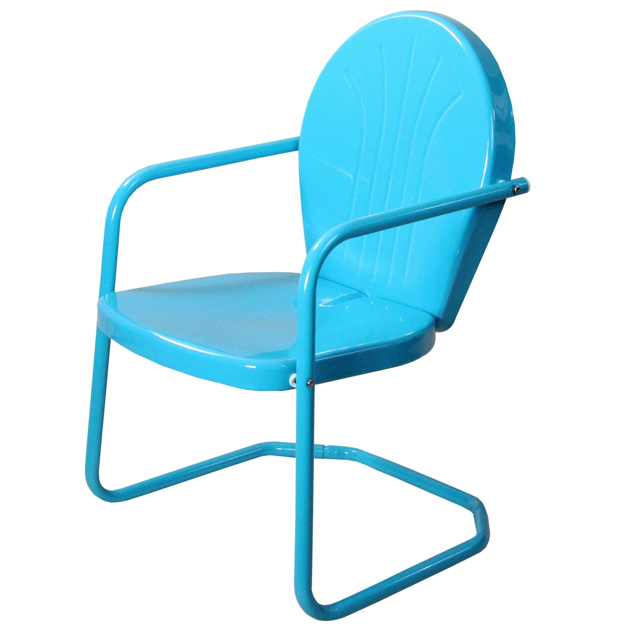 34" Turquoise Blue Retro Style Outdoor Metal Tulip Chair