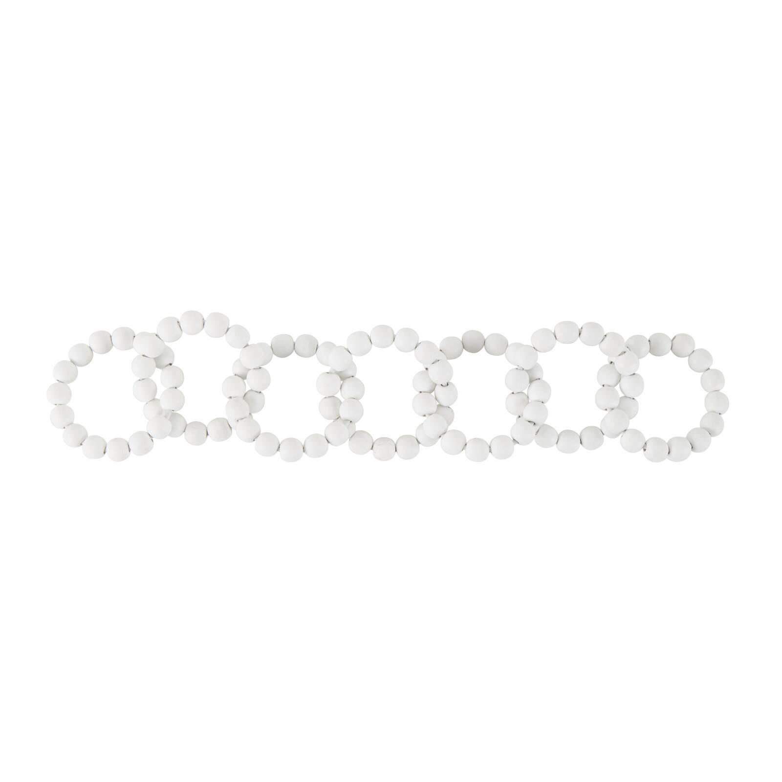 20" White Wood Chain Beaded 7 Link Sculpture