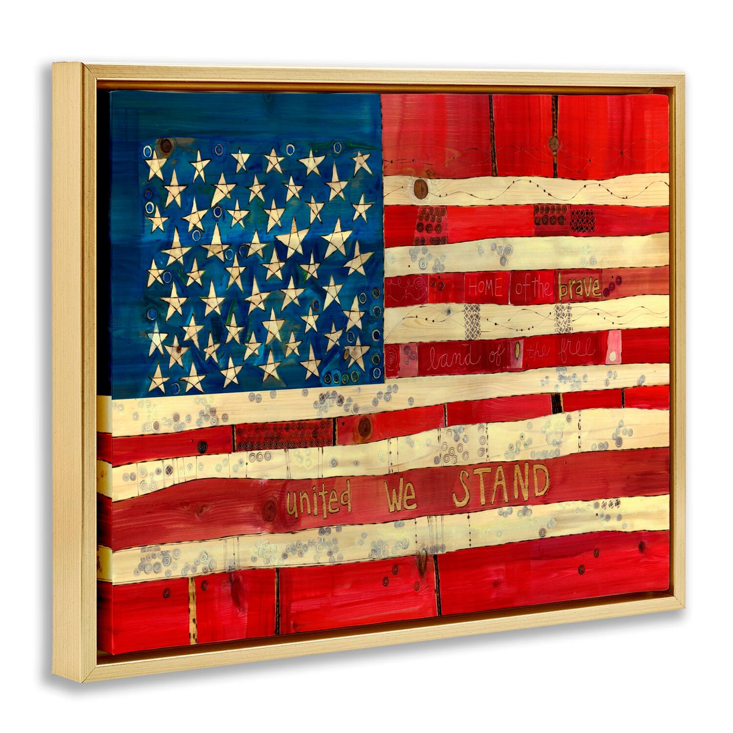Stupell Industries United We Stand Independence Day Festive American Flag Floater Framed Art