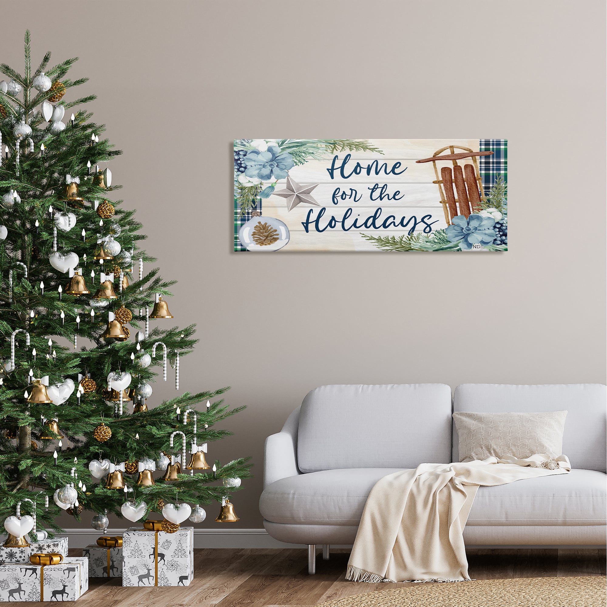 Stupell Industries Home For The Holidays Tartan Canvas Wall Art