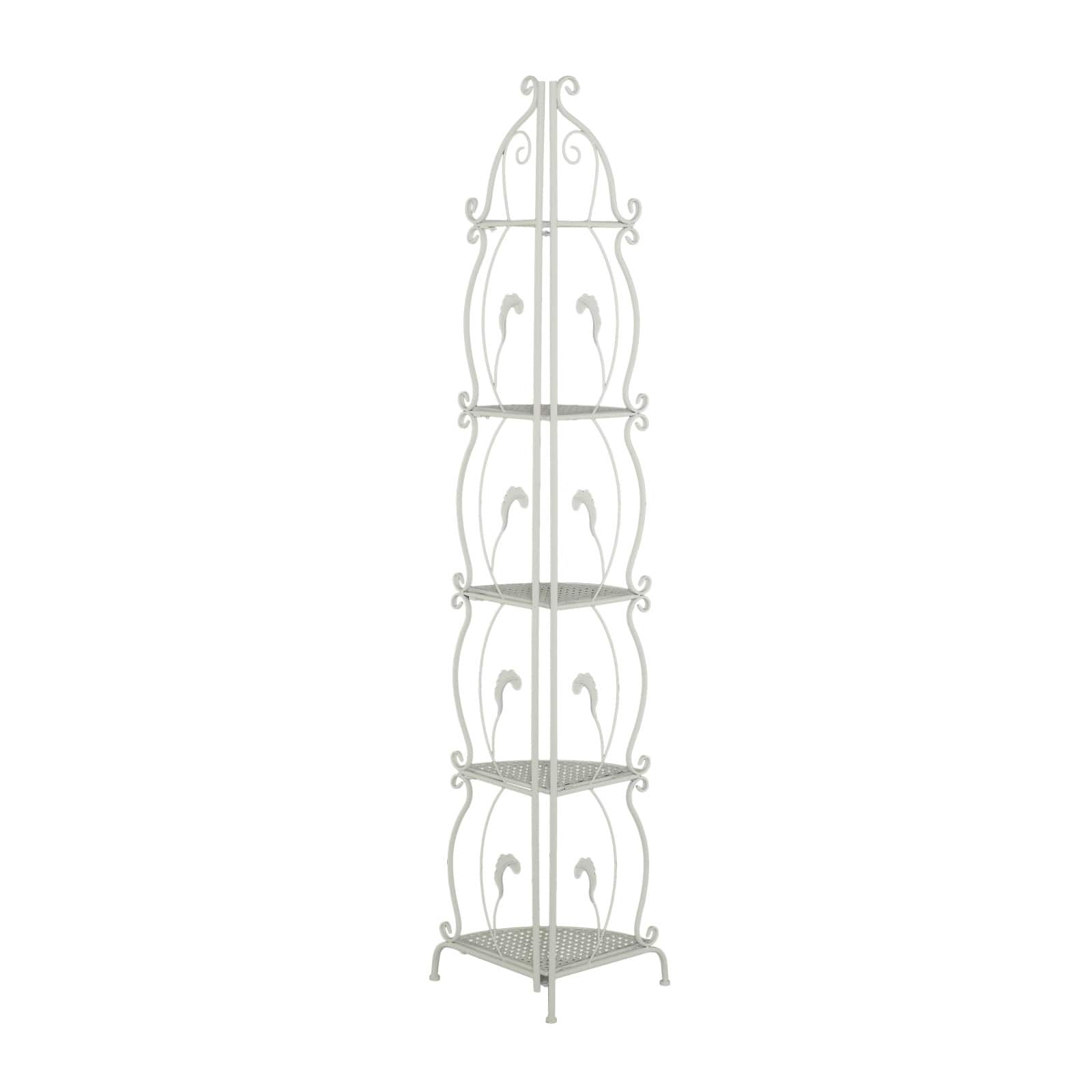 White Iron French Country Bakers Rack, 71" x 16" x 12"